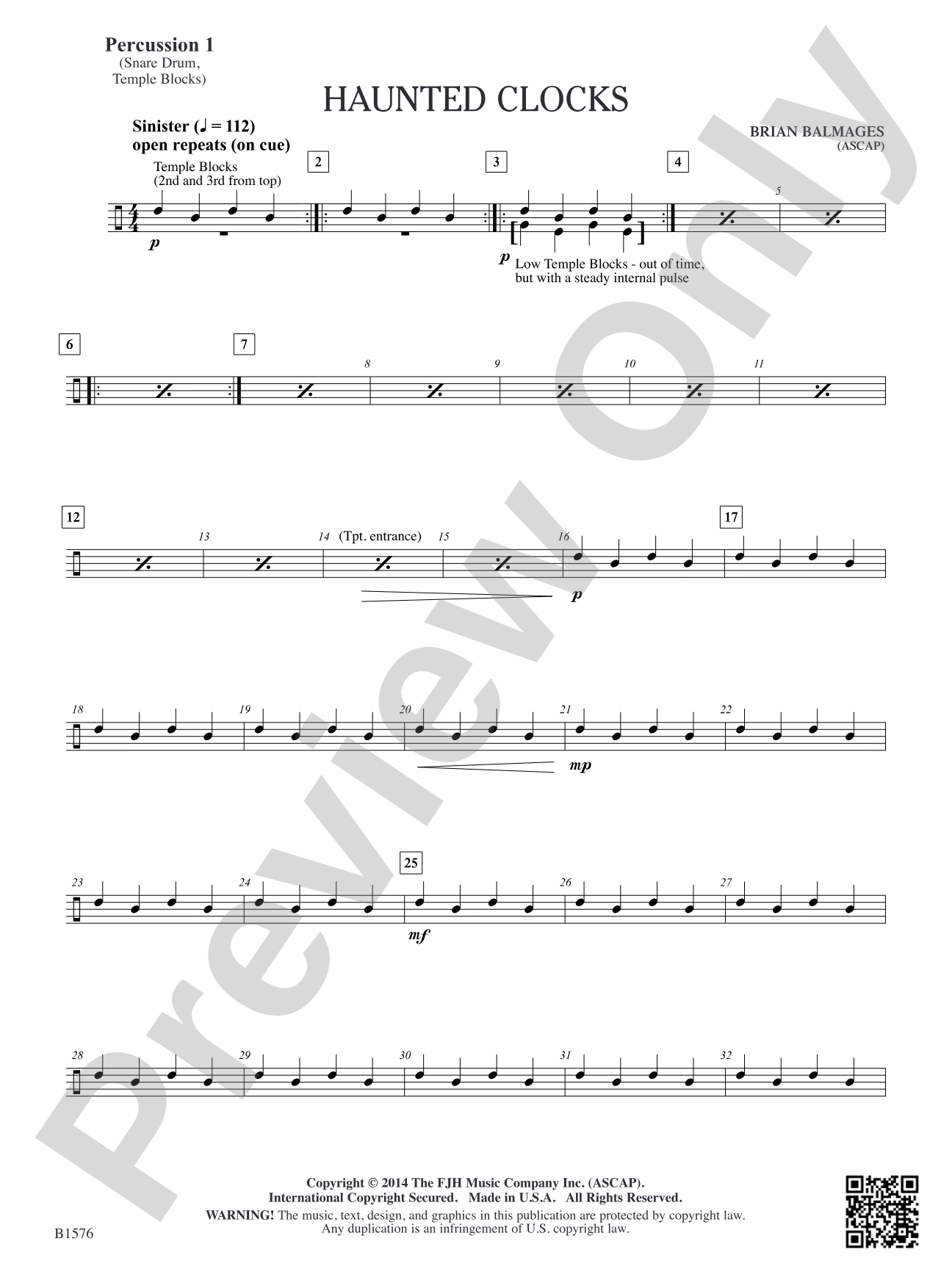 Haunted Clocks: Percussion 1