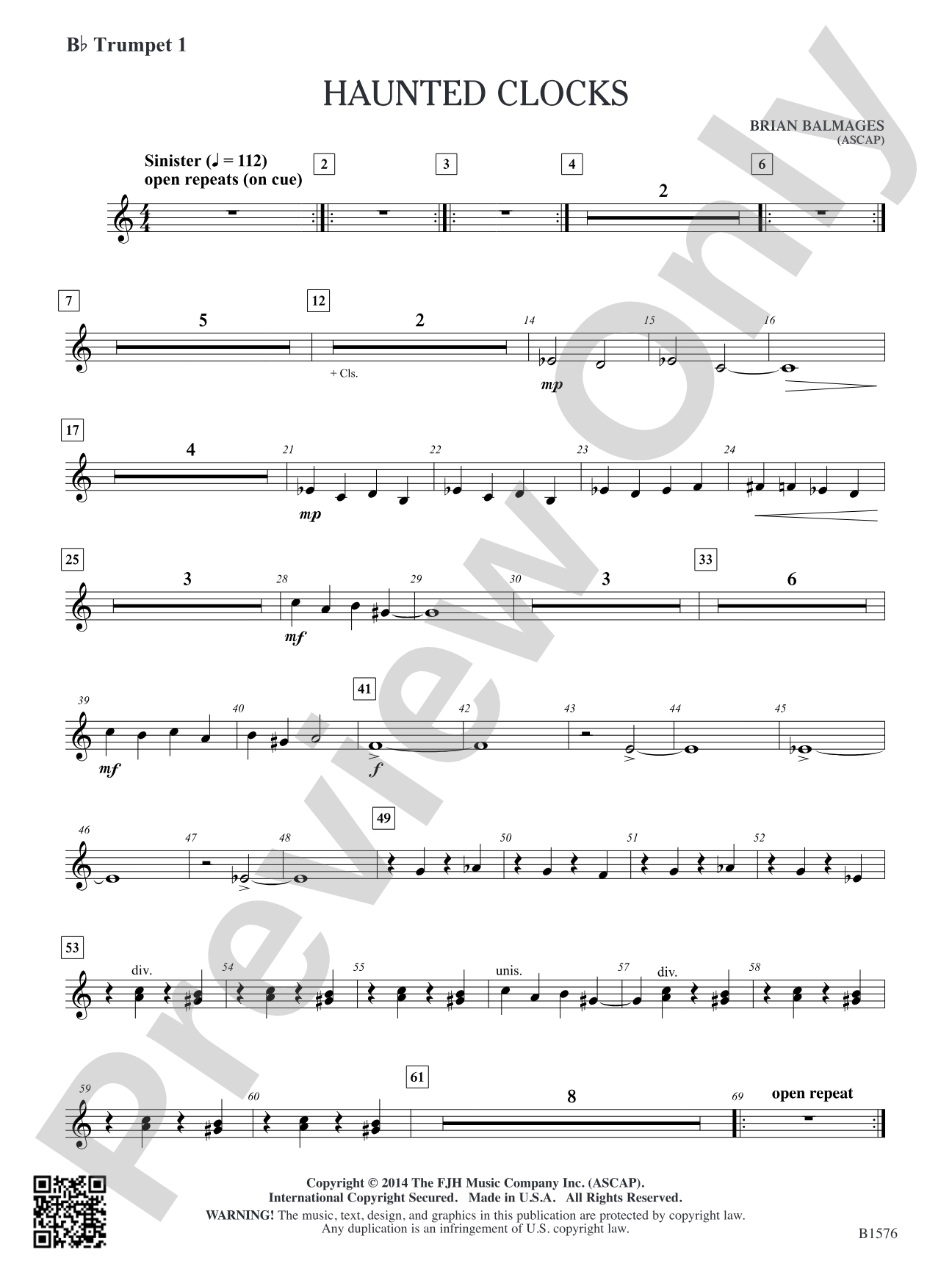 Haunted Clocks: B-flat Trumpet 1