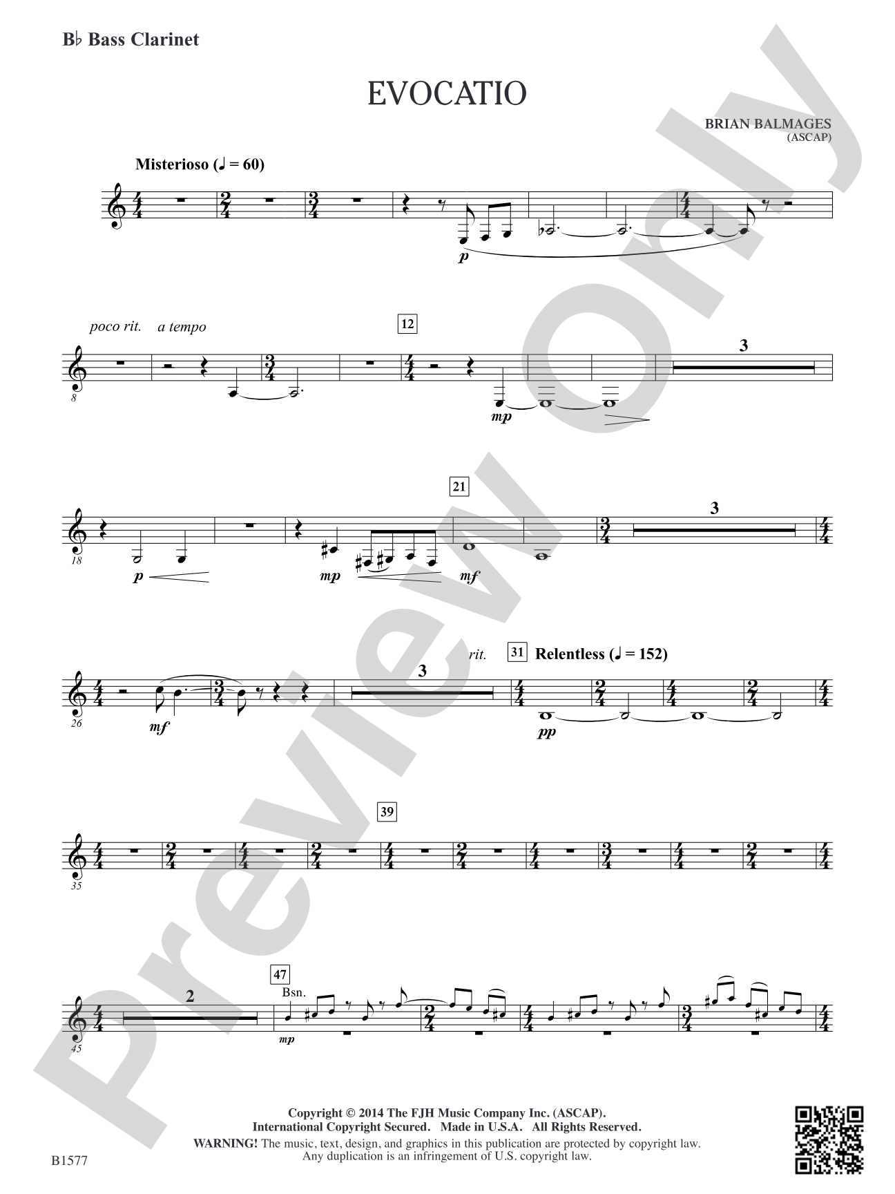 Evocatio: B-flat Bass Clarinet