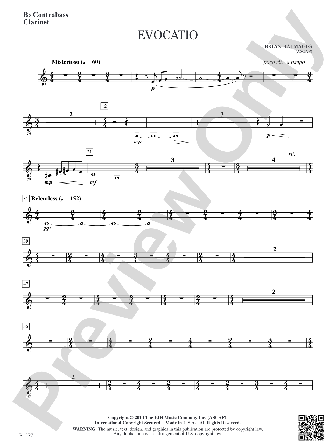 Evocatio: B-flat Contrabass Clarinet