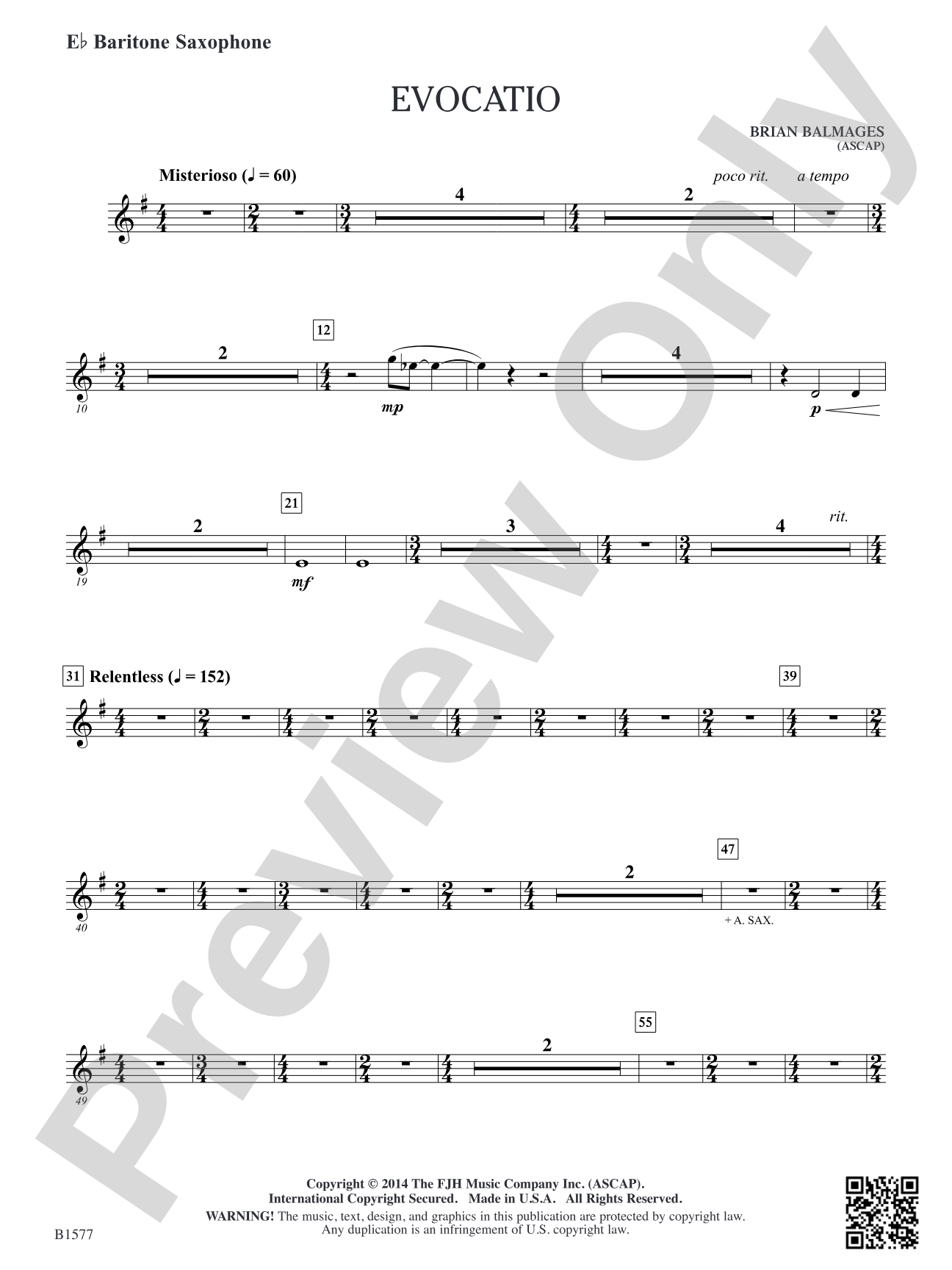 Evocatio: E-flat Baritone Saxophone