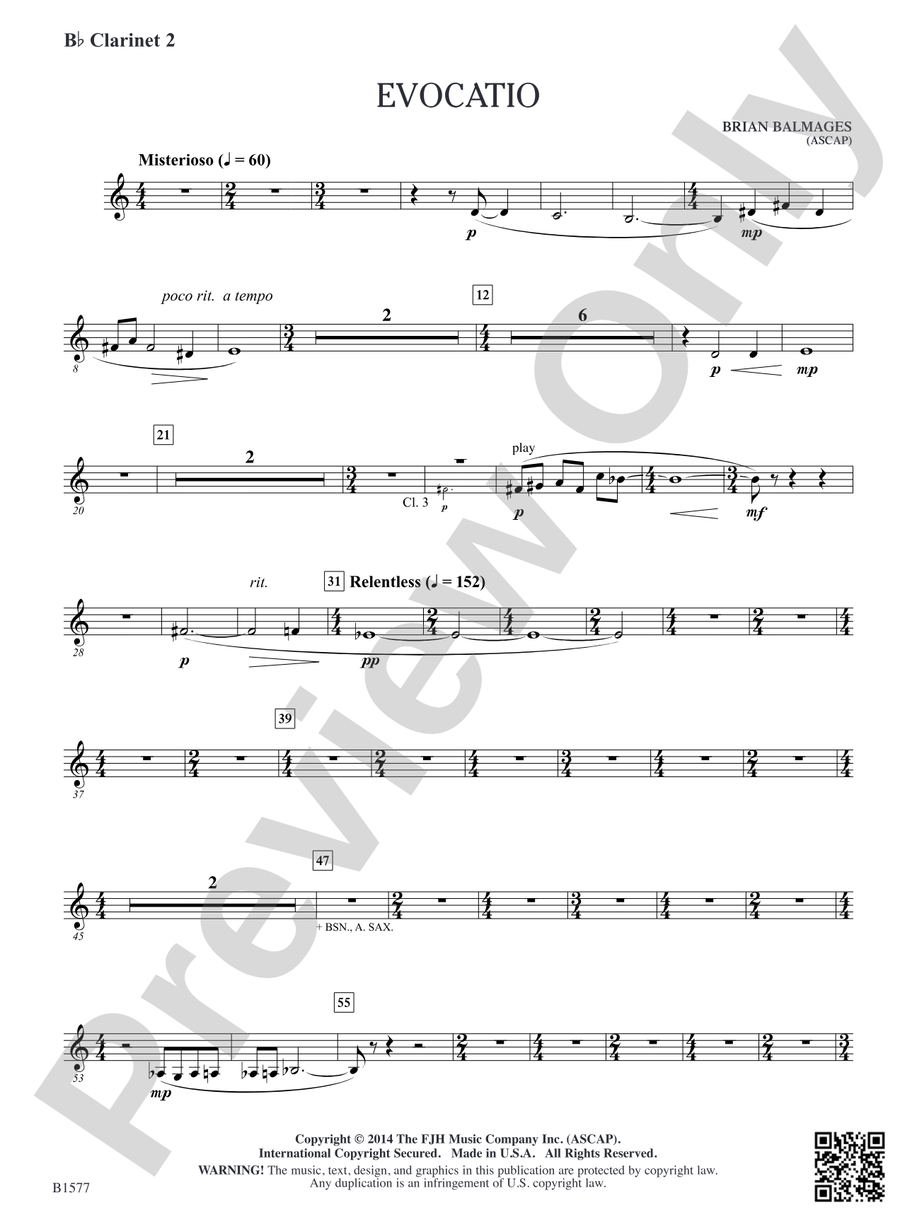 Evocatio: B-flat Clarinet 2