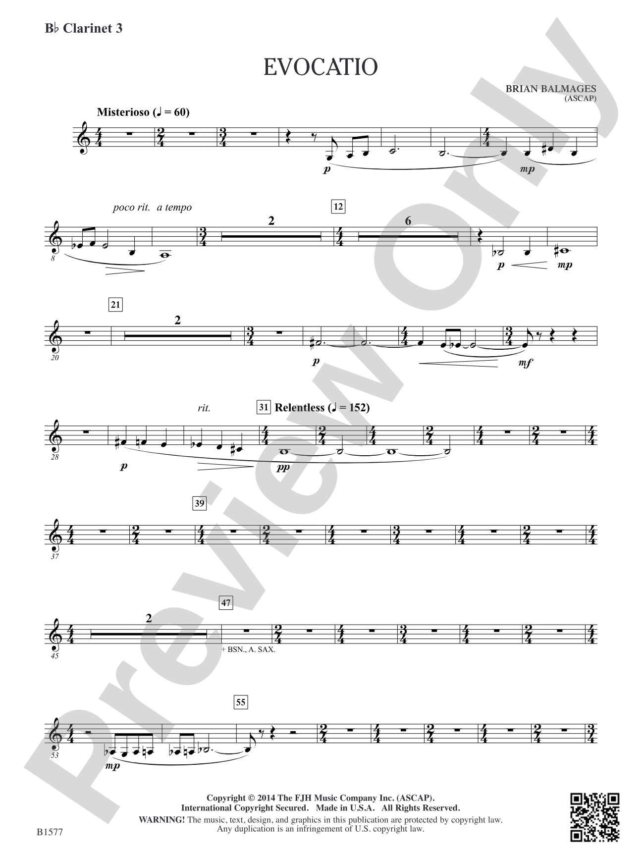 Evocatio: B-flat Clarinet 3