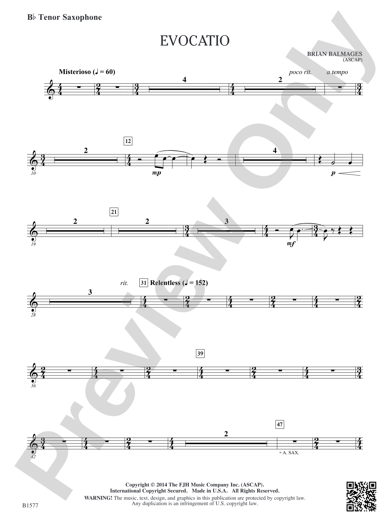 Evocatio: B-flat Tenor Saxophone