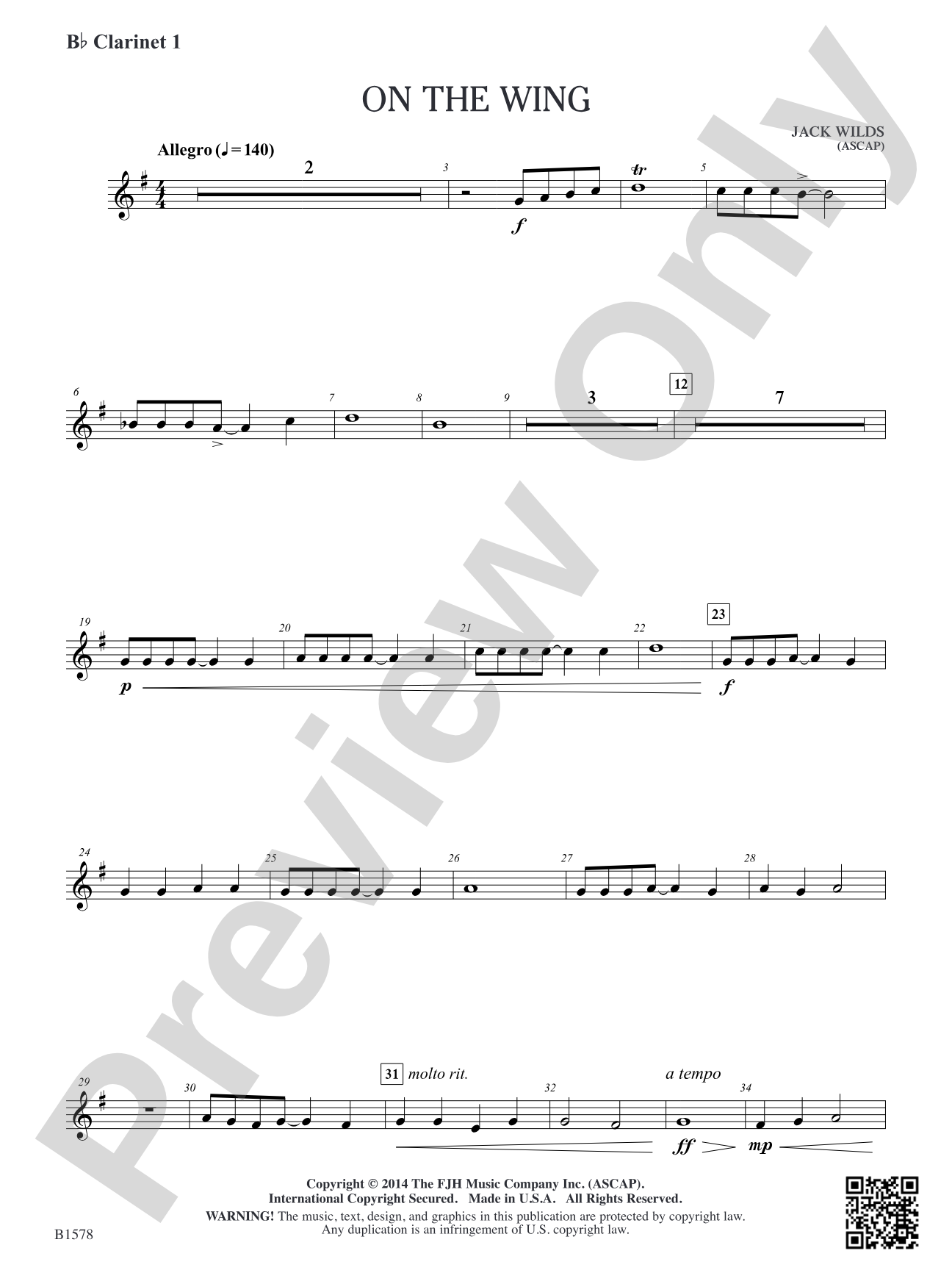 On the Wing: B-flat Clarinet 1