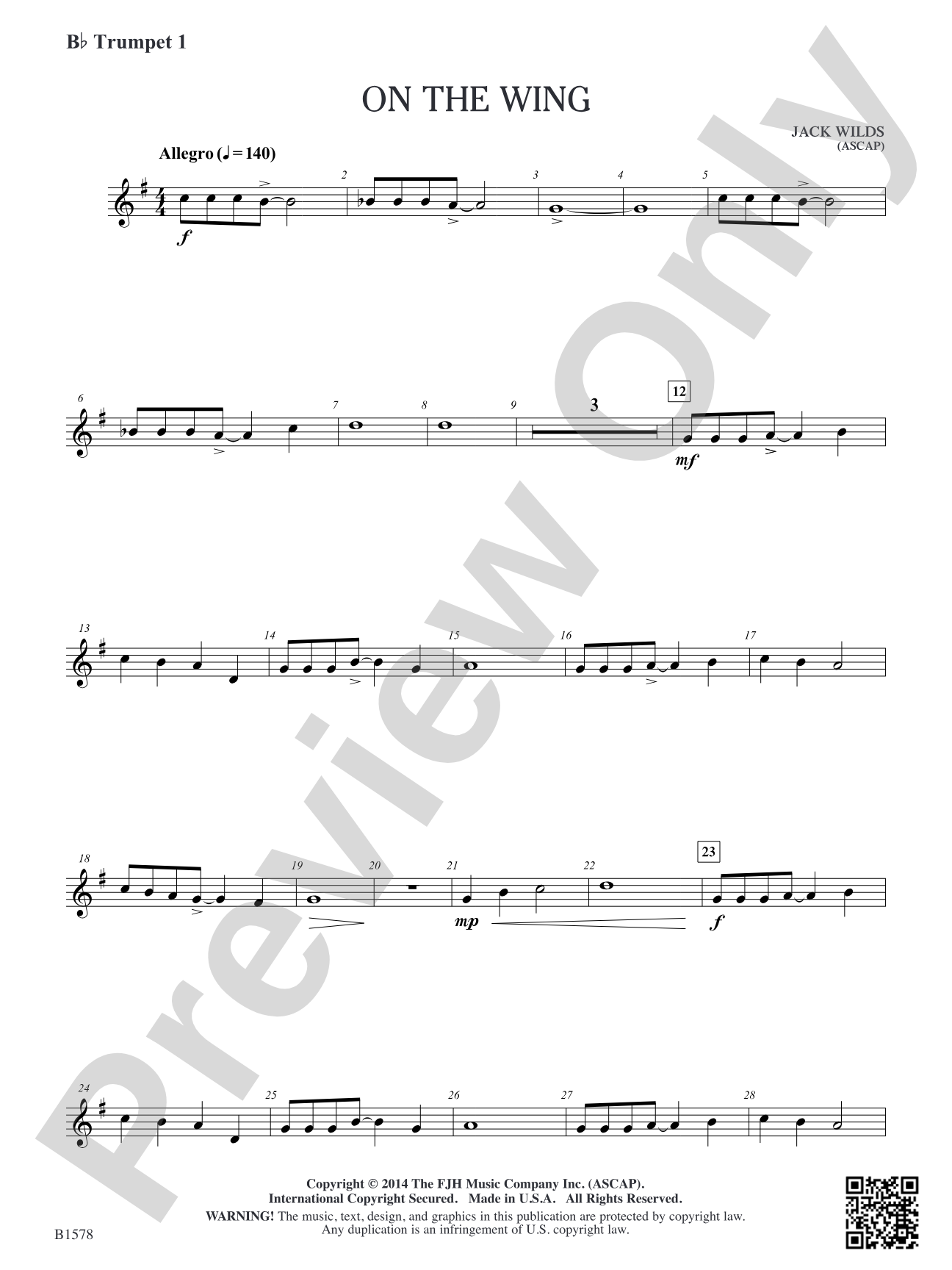 On the Wing: B-flat Trumpet 1