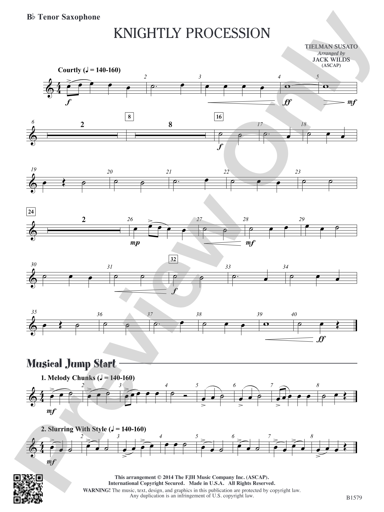 Knightly Procession: B-flat Tenor Saxophone