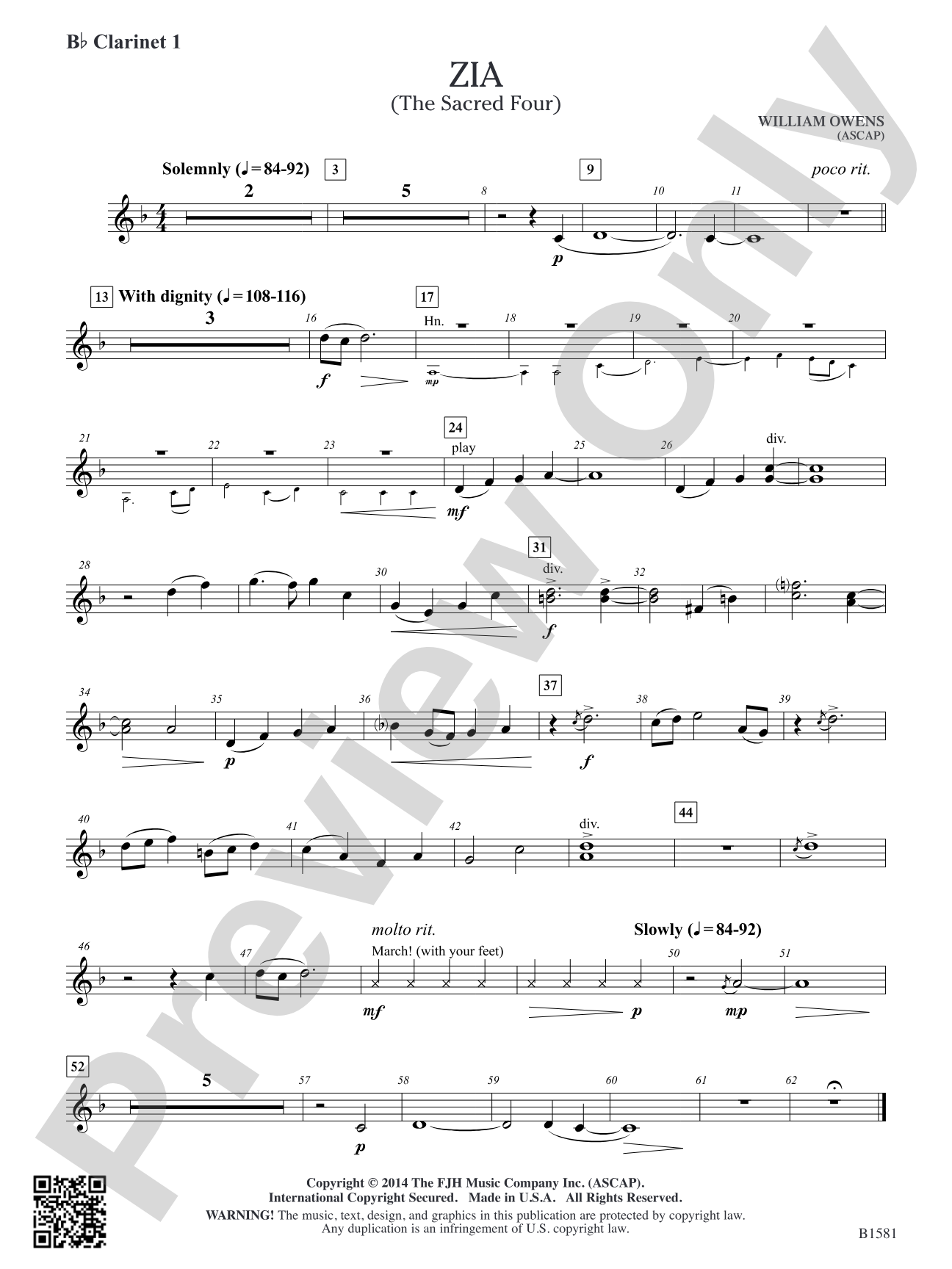 Zia: B-flat Clarinet 1