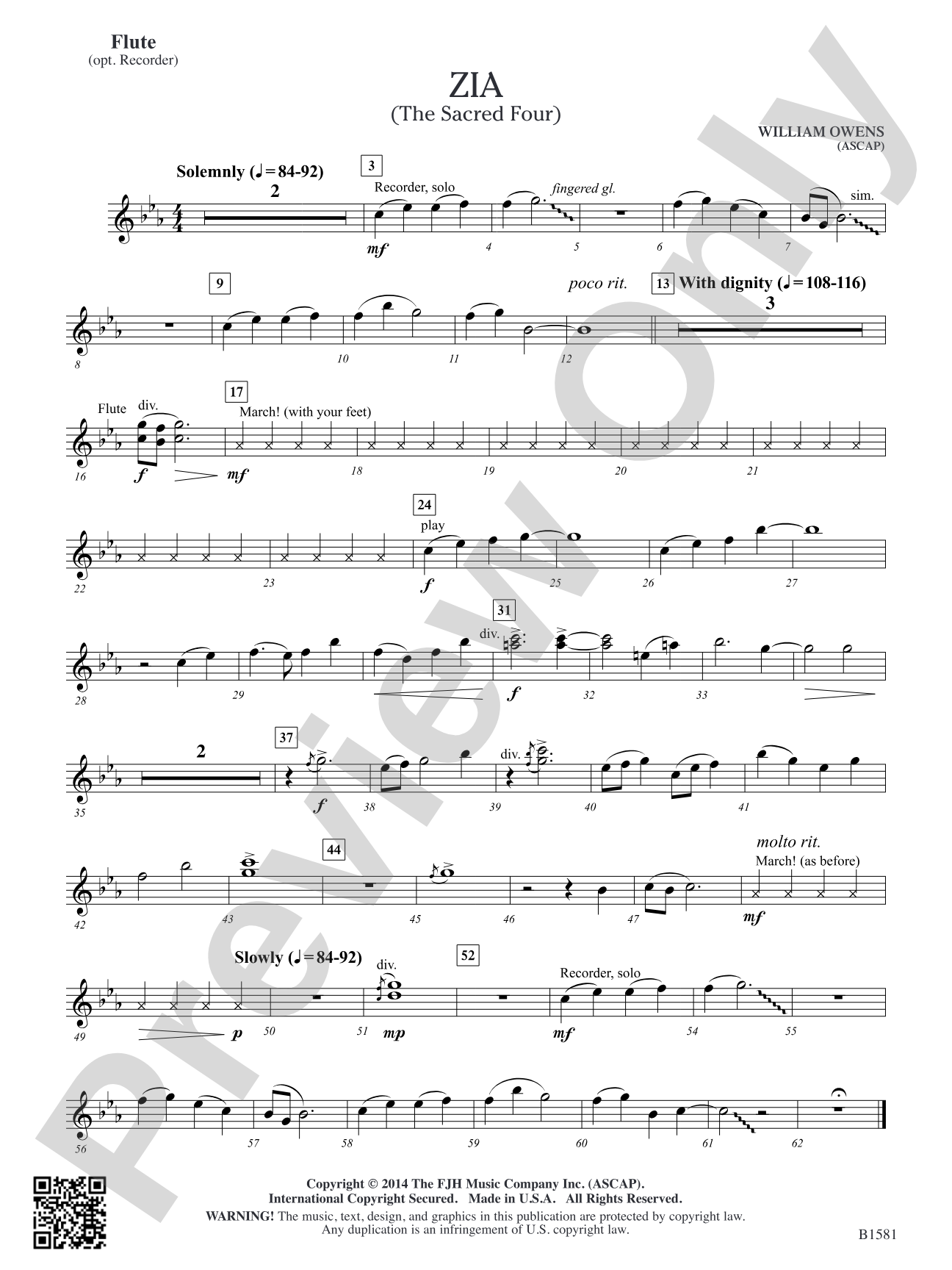 Zia: Flute (opt. Recorder)