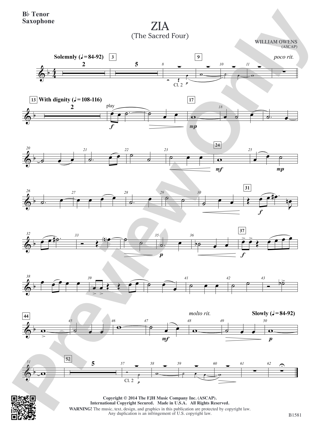 Zia: B-flat Tenor Saxophone