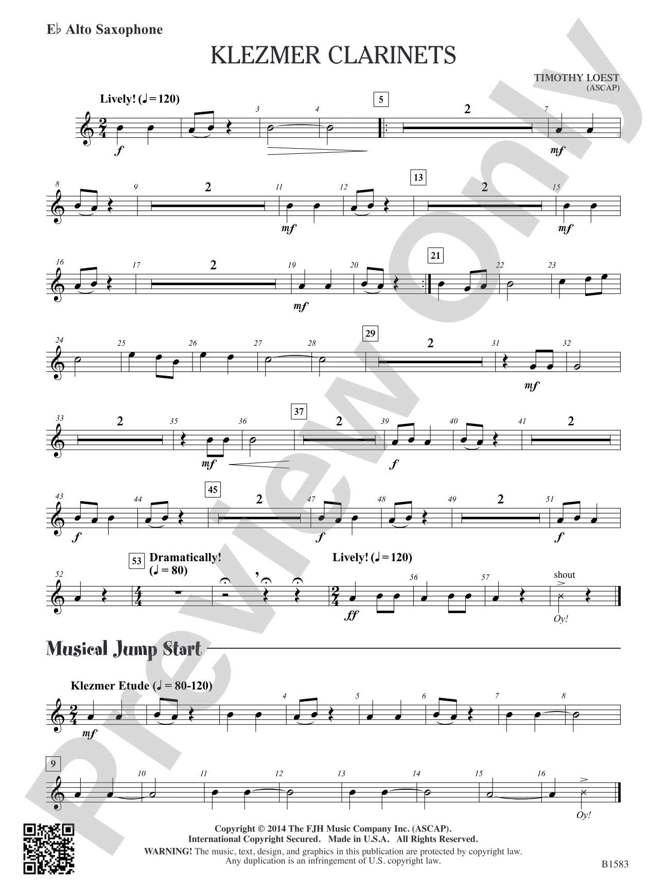 Klezmer Clarinets: E-flat Alto Saxophone