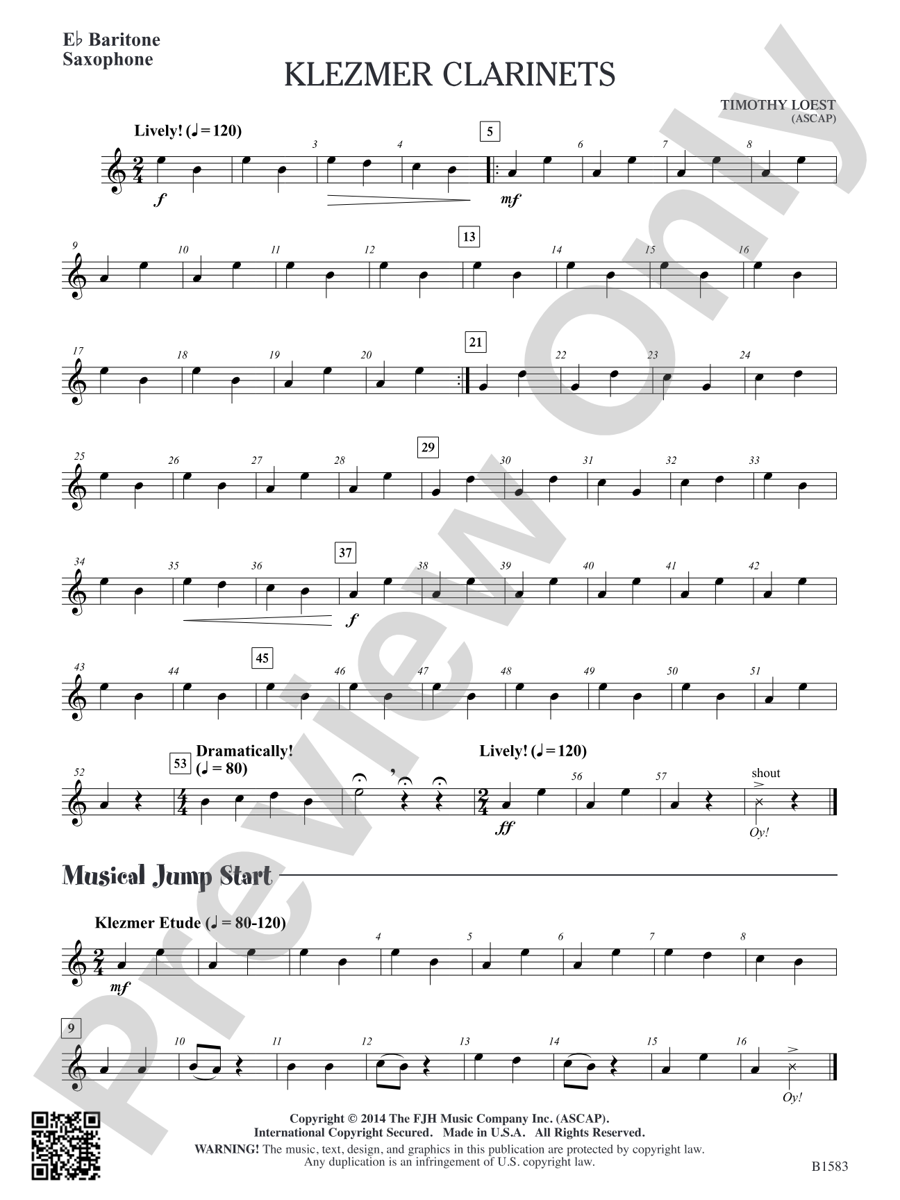 Klezmer Clarinets: E-flat Baritone Saxophone