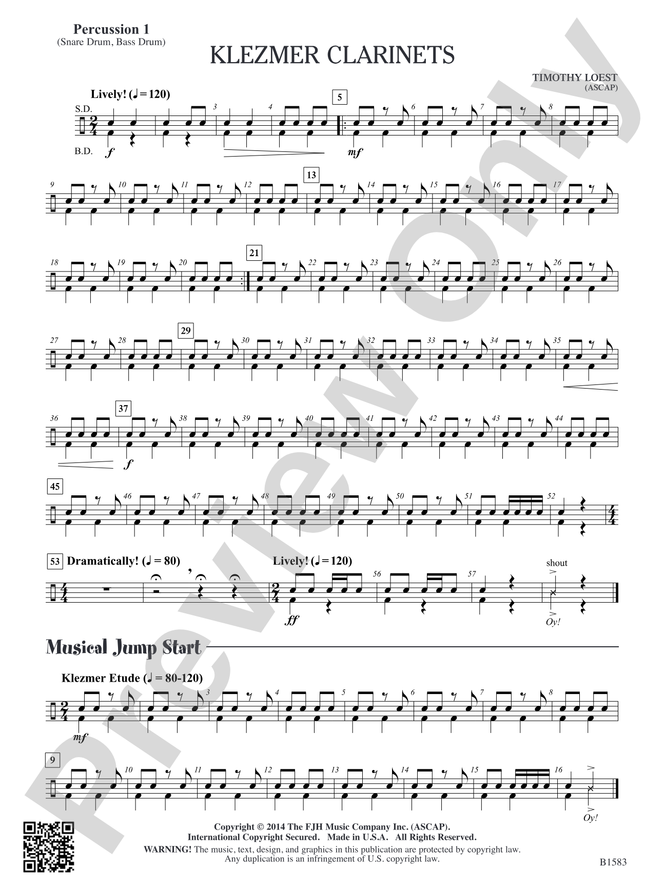 Klezmer Clarinets: Percussion 1