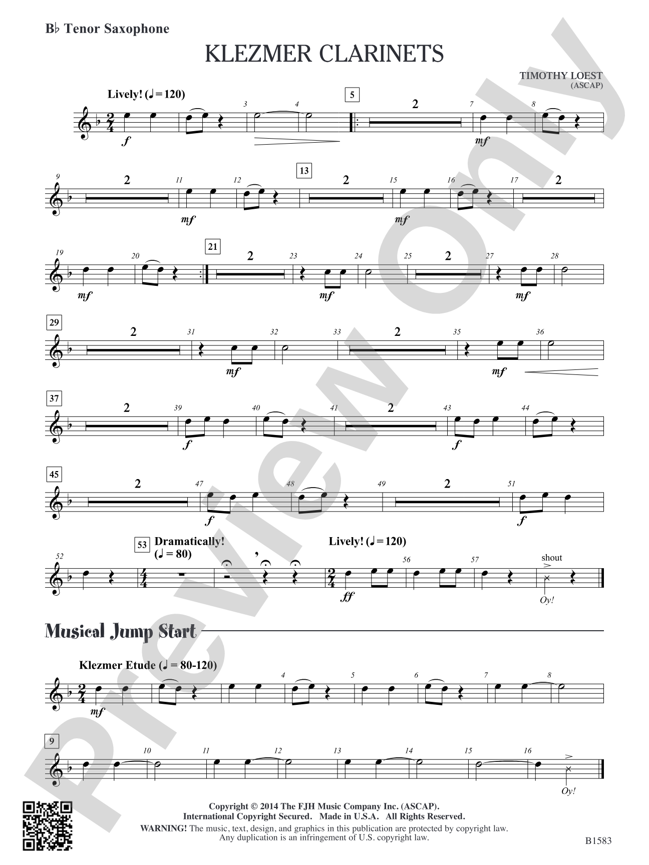 Klezmer Clarinets: B-flat Tenor Saxophone
