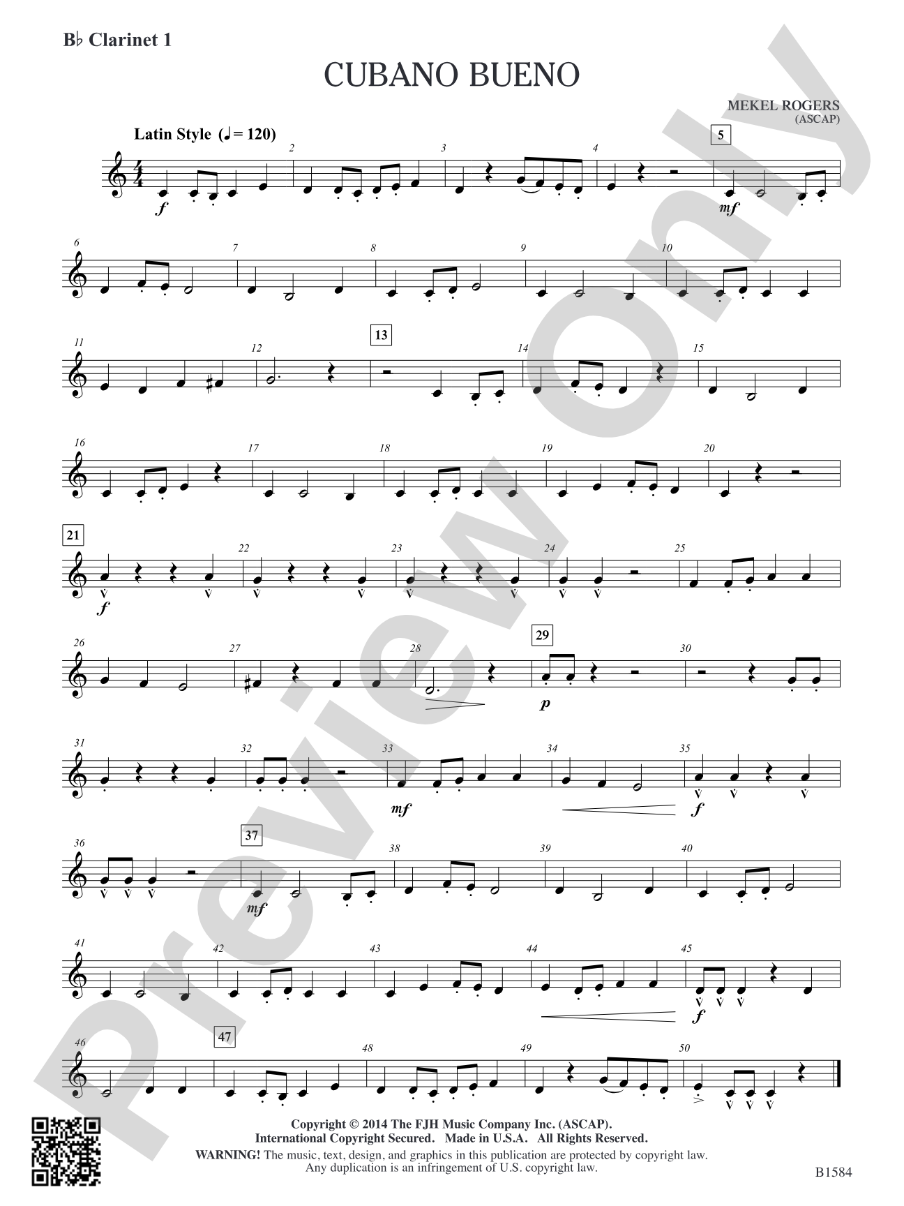Cubano Bueno: B-flat Clarinet 1