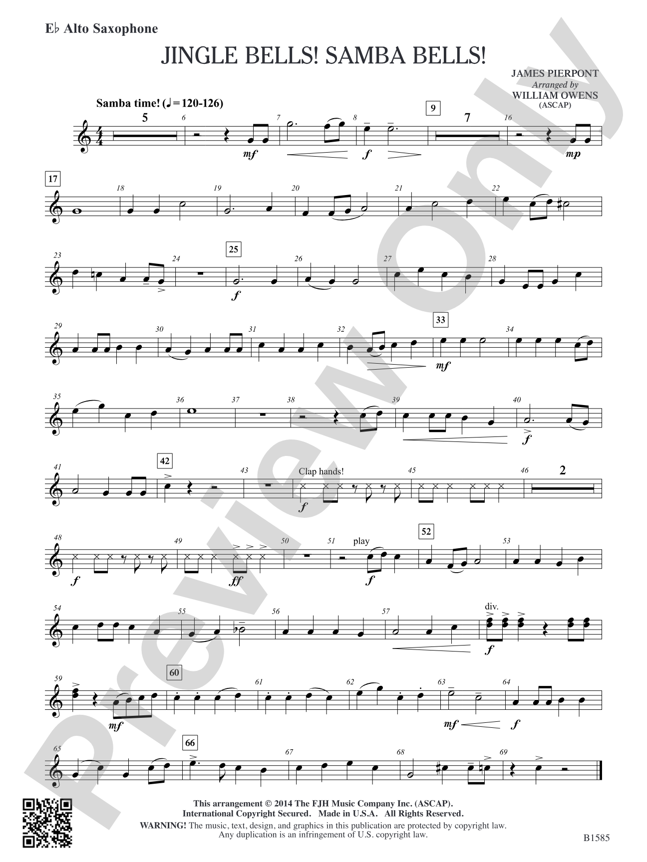 Jingle Bells! Samba Bells!: E-flat Alto Saxophone