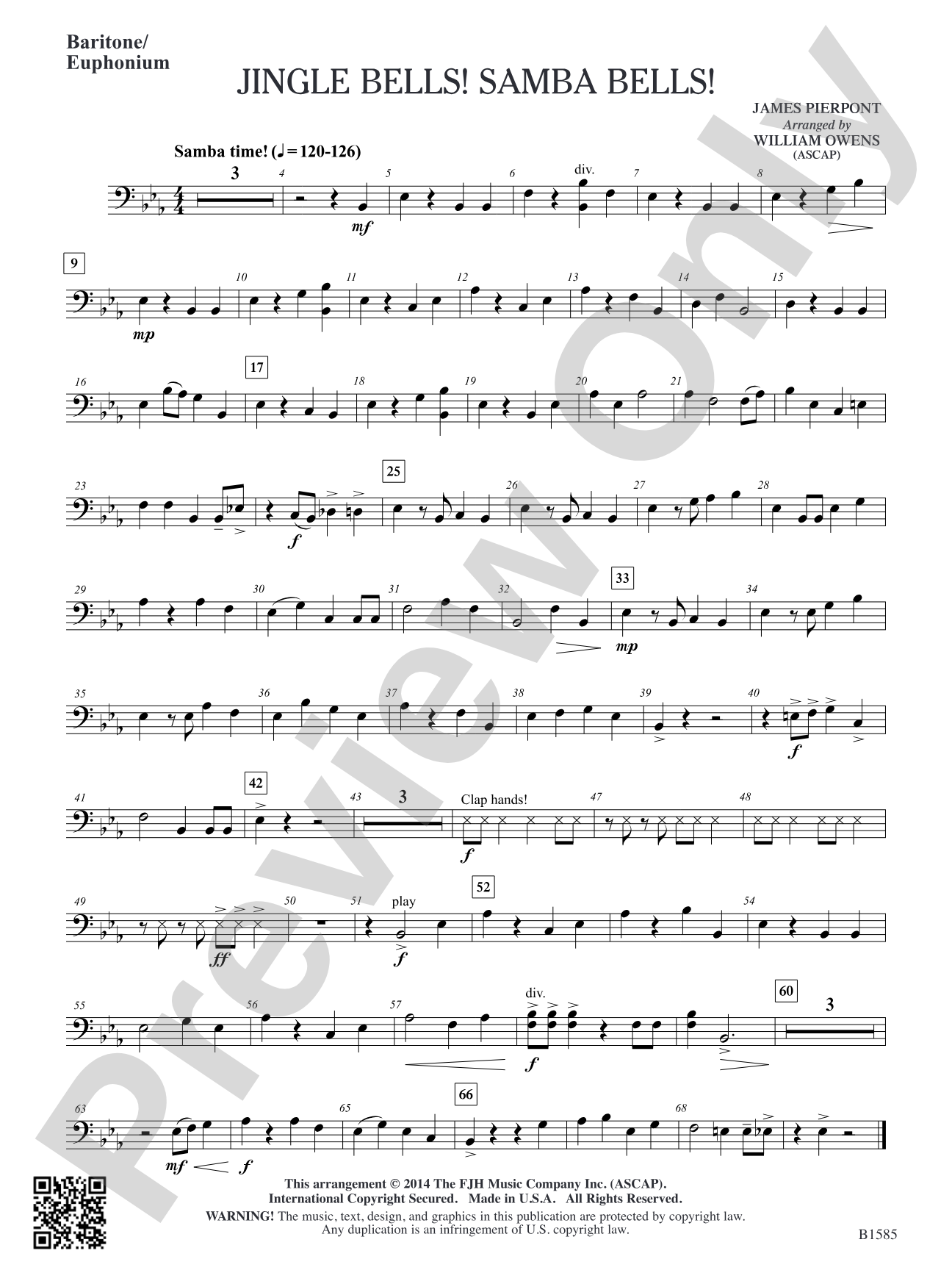 Jingle Bells! Samba Bells!: Baritone/Euphonium