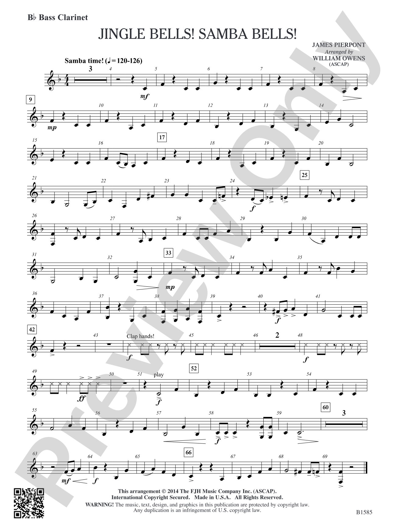 Jingle Bells! Samba Bells!: B-flat Bass Clarinet
