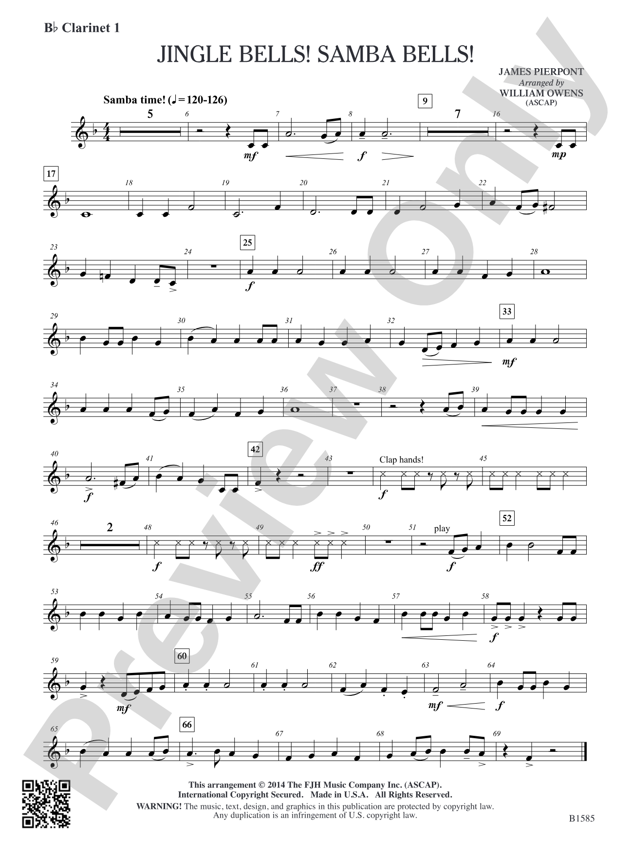 Jingle Bells! Samba Bells!: B-flat Clarinet 1