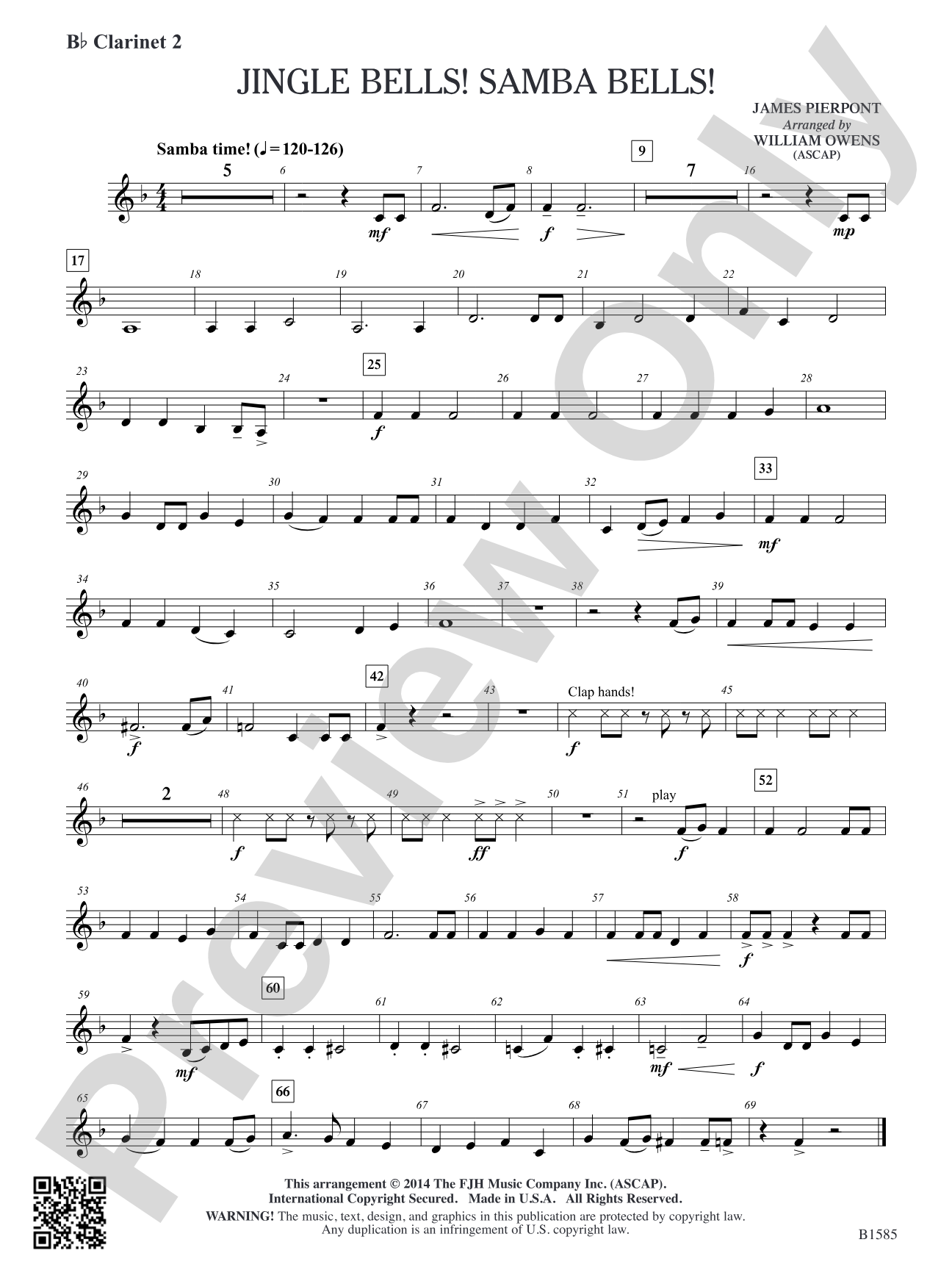Jingle Bells! Samba Bells!: B-flat Clarinet 2