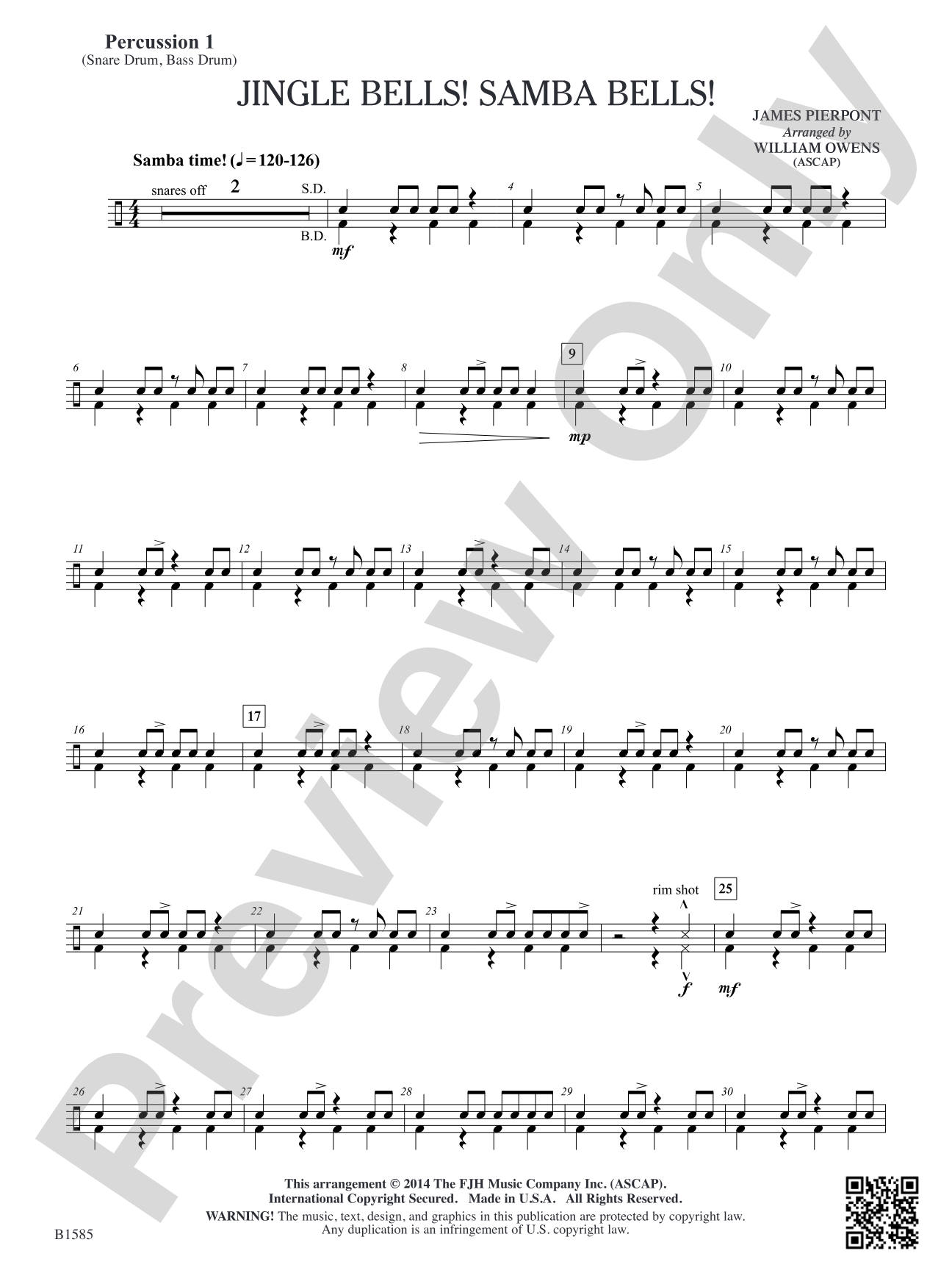 Jingle Bells! Samba Bells!: Percussion 1