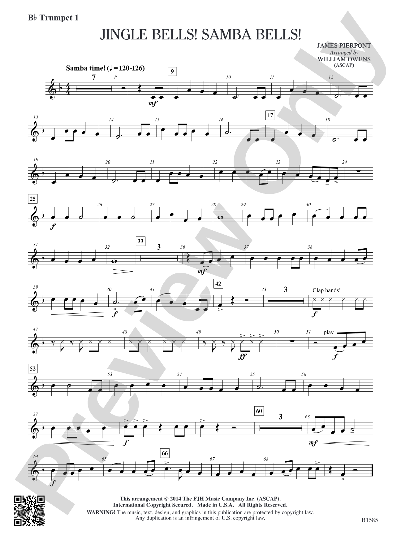 Jingle Bells! Samba Bells!: B-flat Trumpet 1