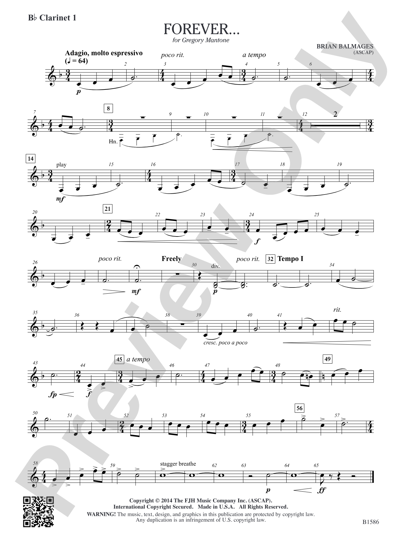 Forever...: B-flat Clarinet 1