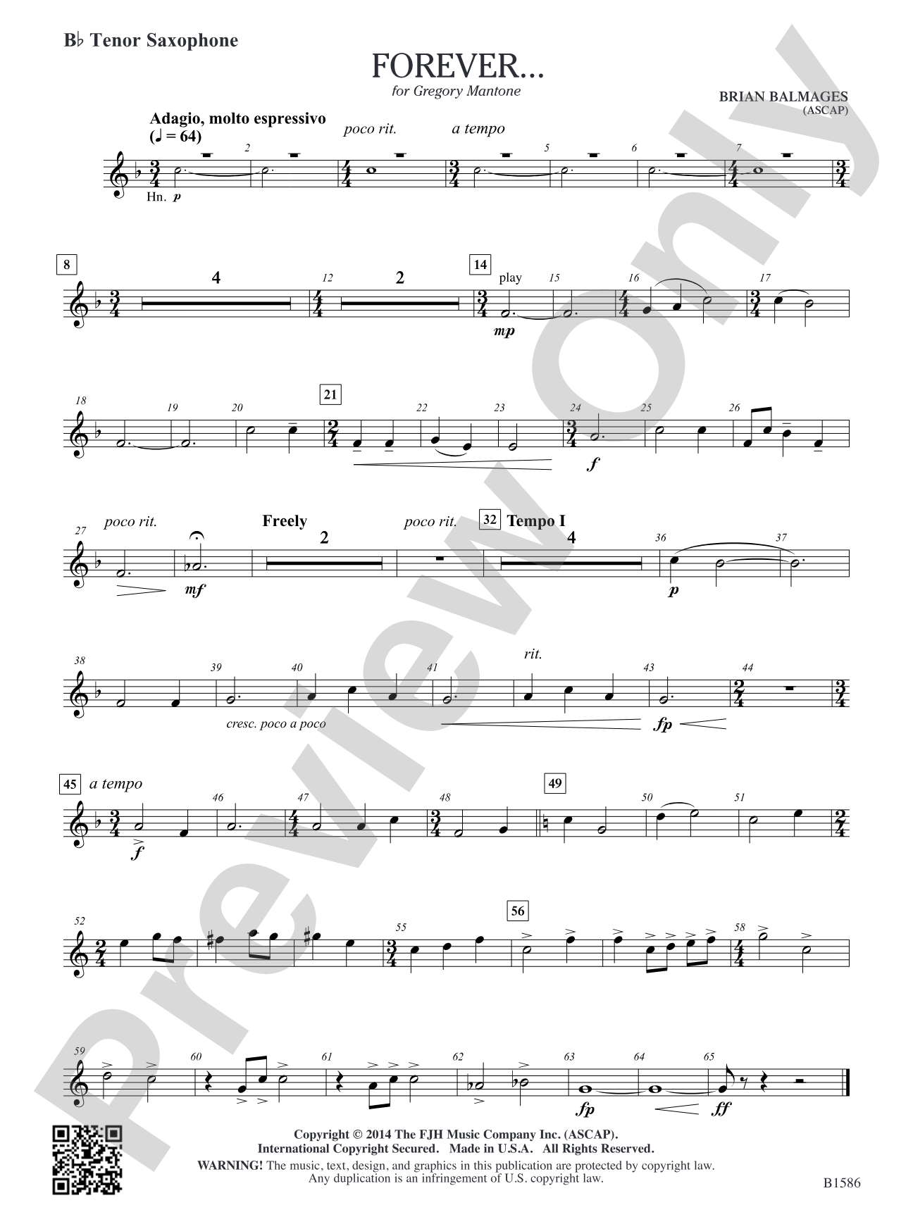 Forever...: B-flat Tenor Saxophone