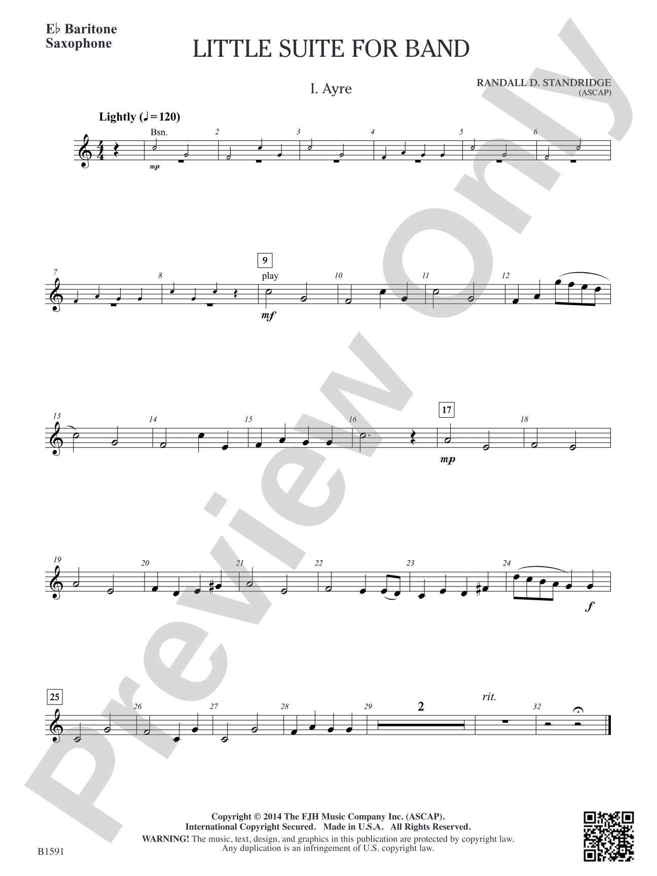 Little Suite for Band: E-flat Baritone Saxophone