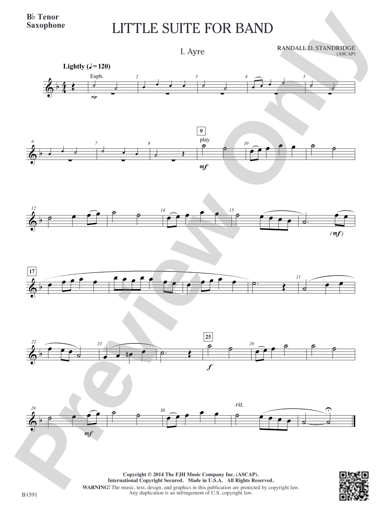 Little Suite for Band: B-flat Tenor Saxophone