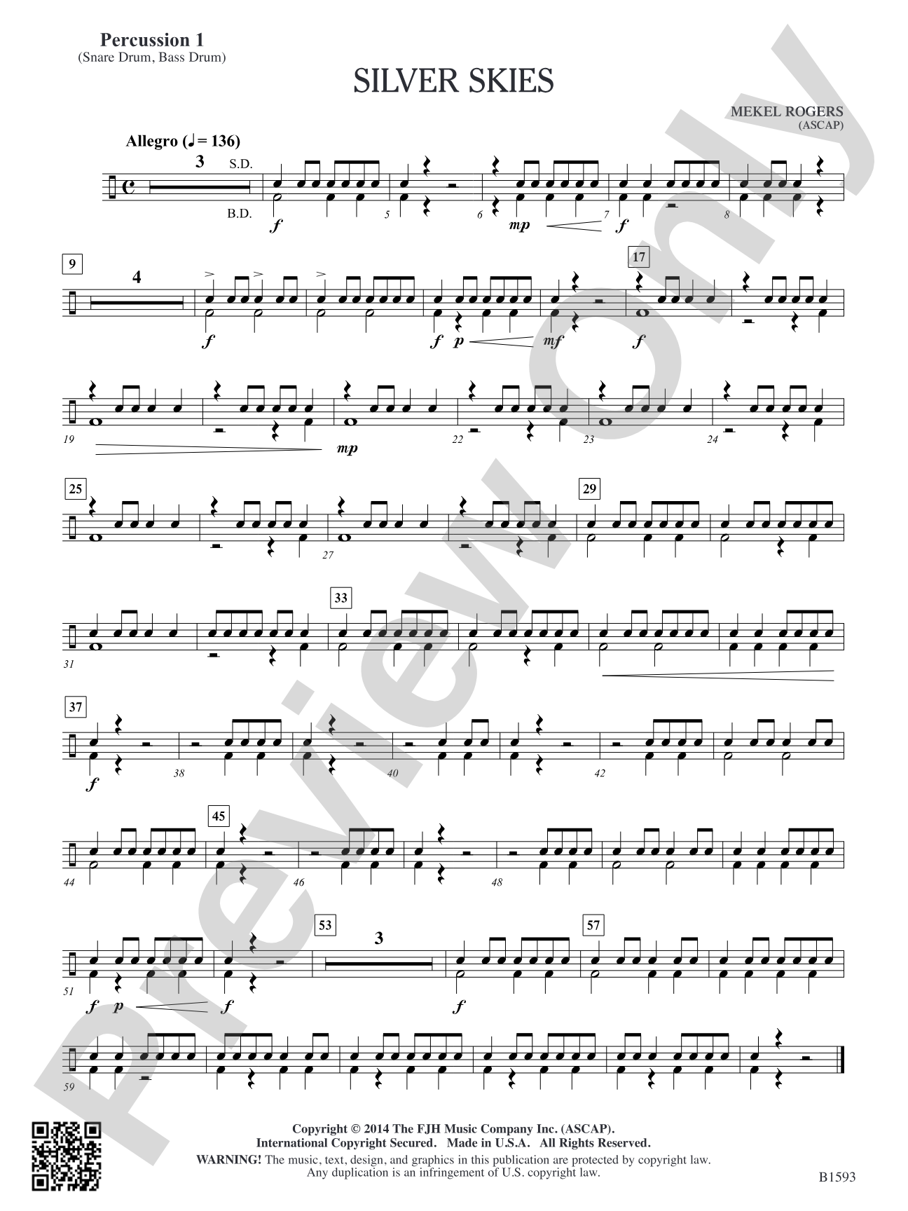 Silver Skies: Percussion 1