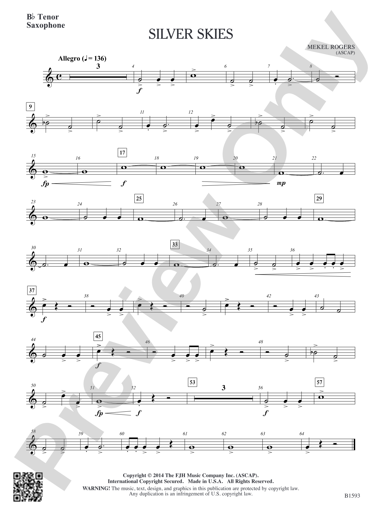 Silver Skies: B-flat Tenor Saxophone