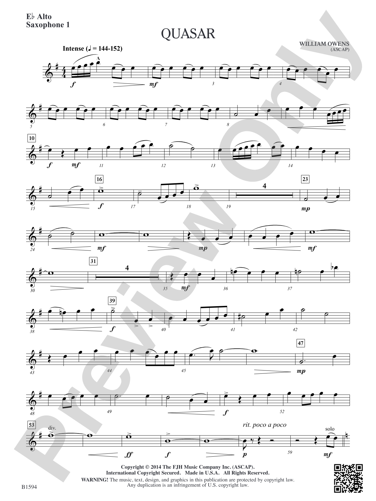 Quasar: E-flat Alto Saxophone 1