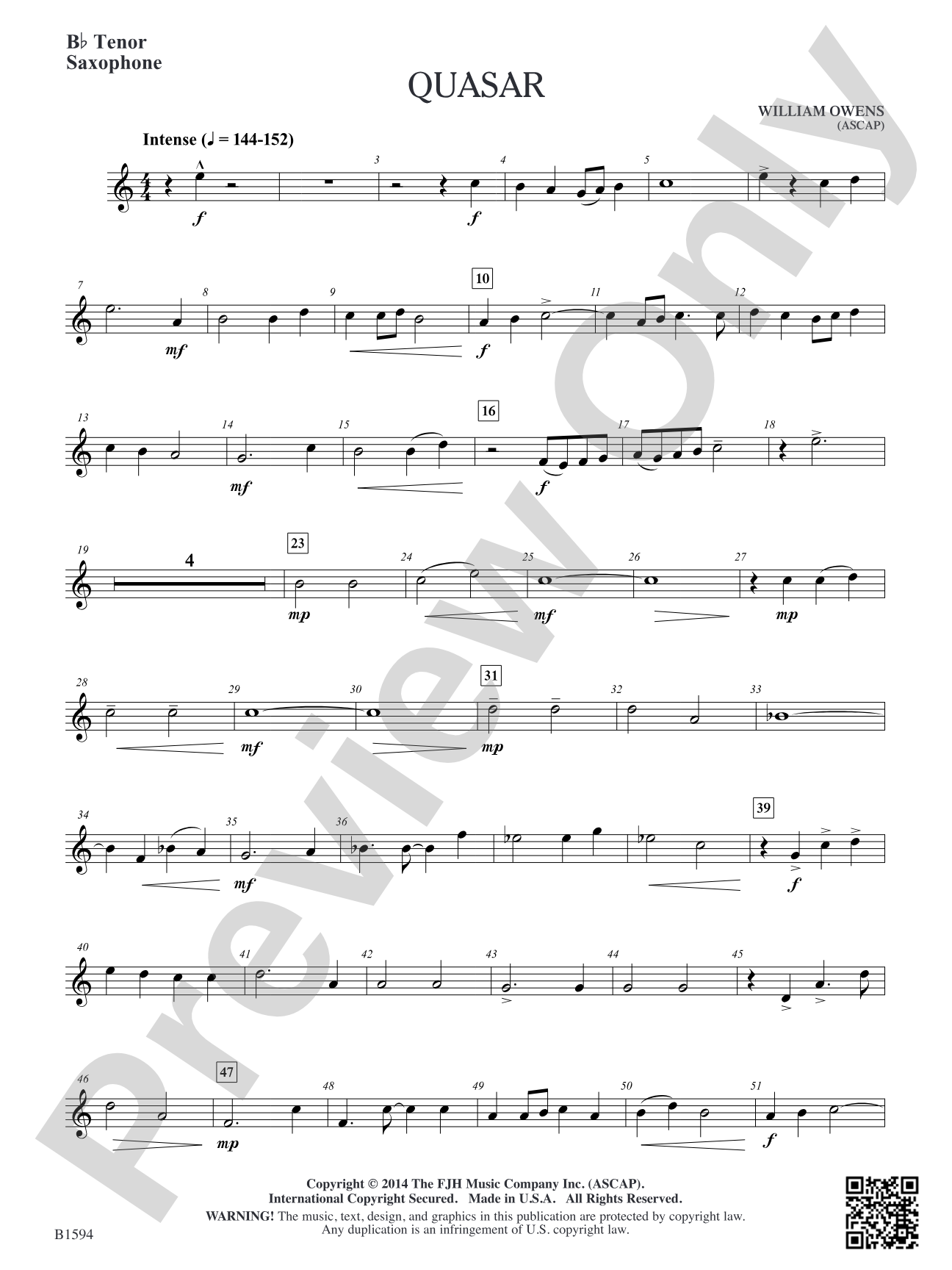 Quasar: B-flat Tenor Saxophone
