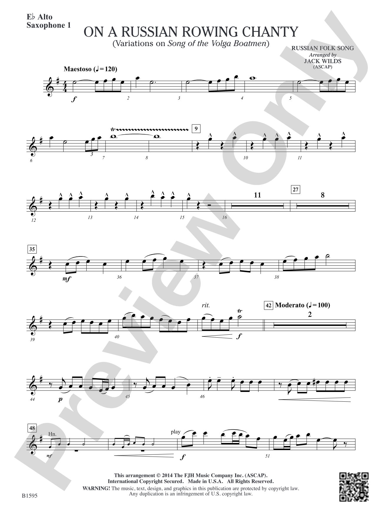 On a Russian Rowing Chanty: E-flat Alto Saxophone 1