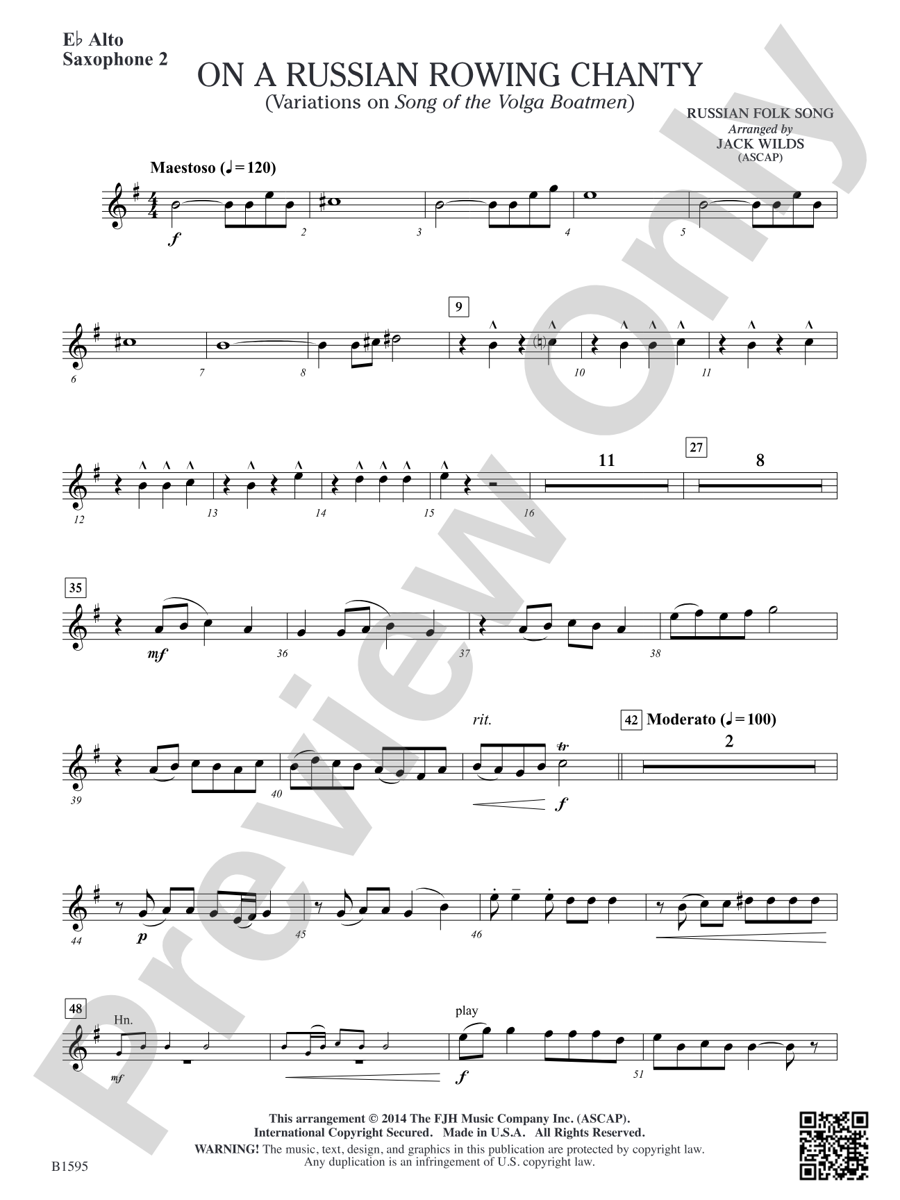 On a Russian Rowing Chanty: E-flat Alto Saxophone 2