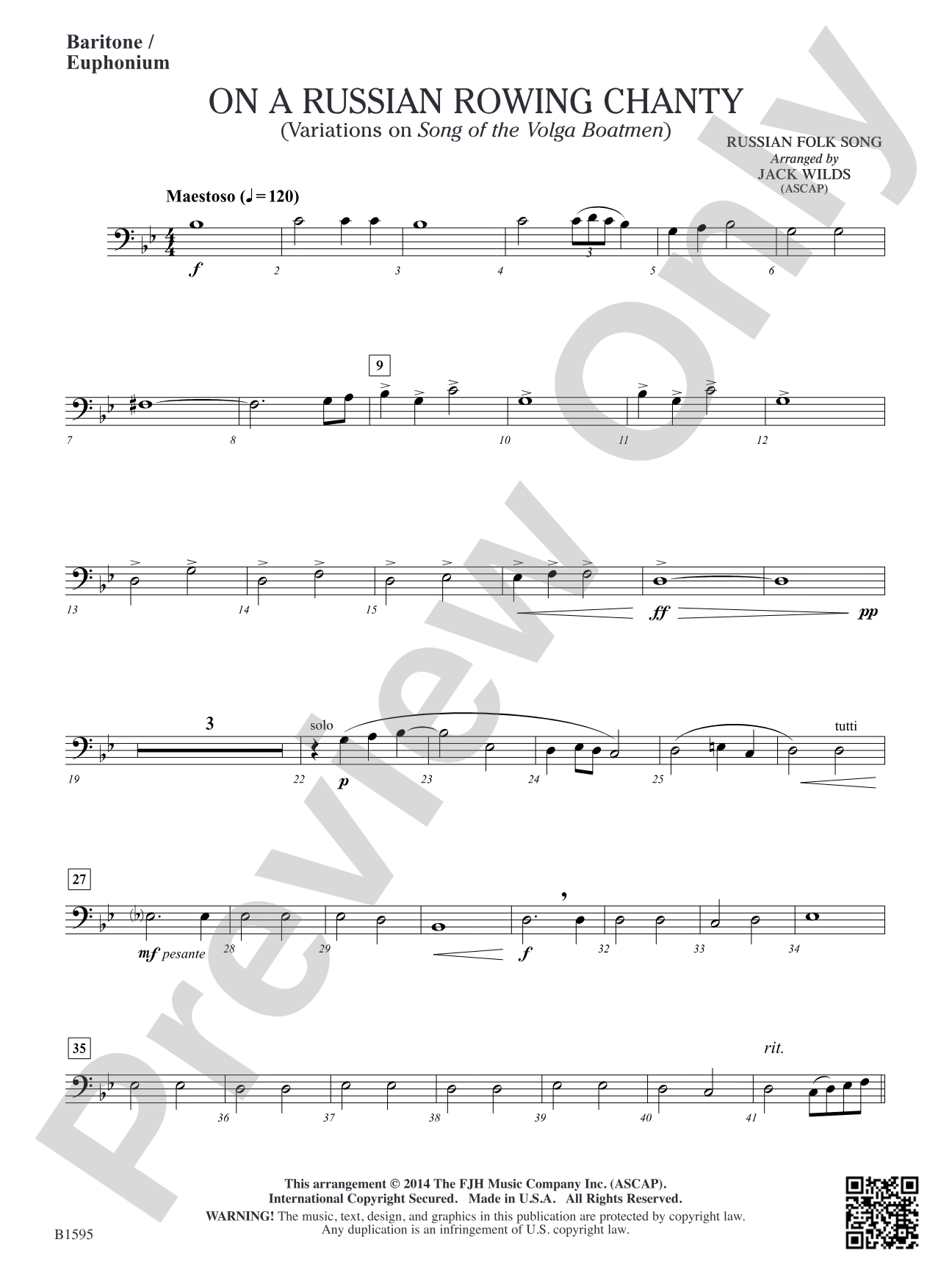 On a Russian Rowing Chanty: Baritone / Euphonium