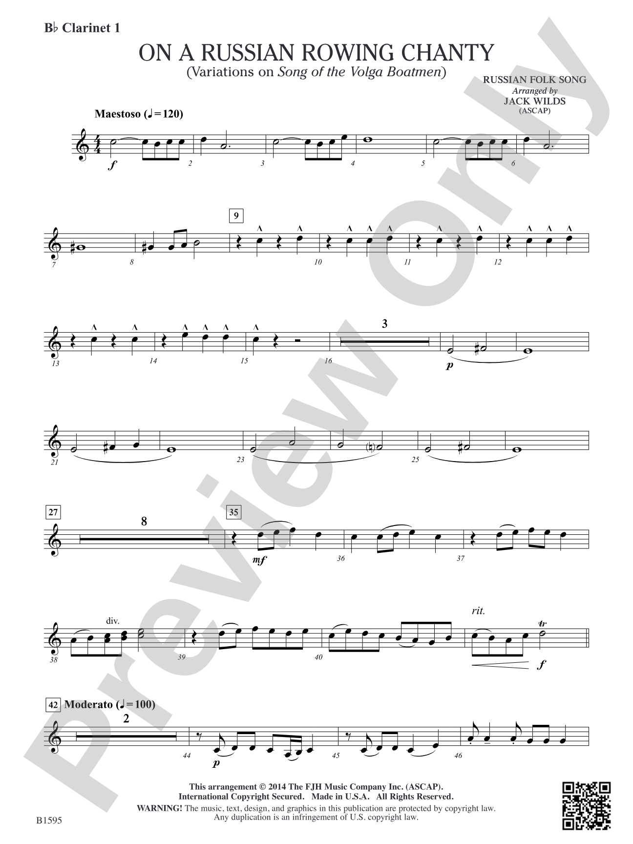 On a Russian Rowing Chanty: B-flat Clarinet 1