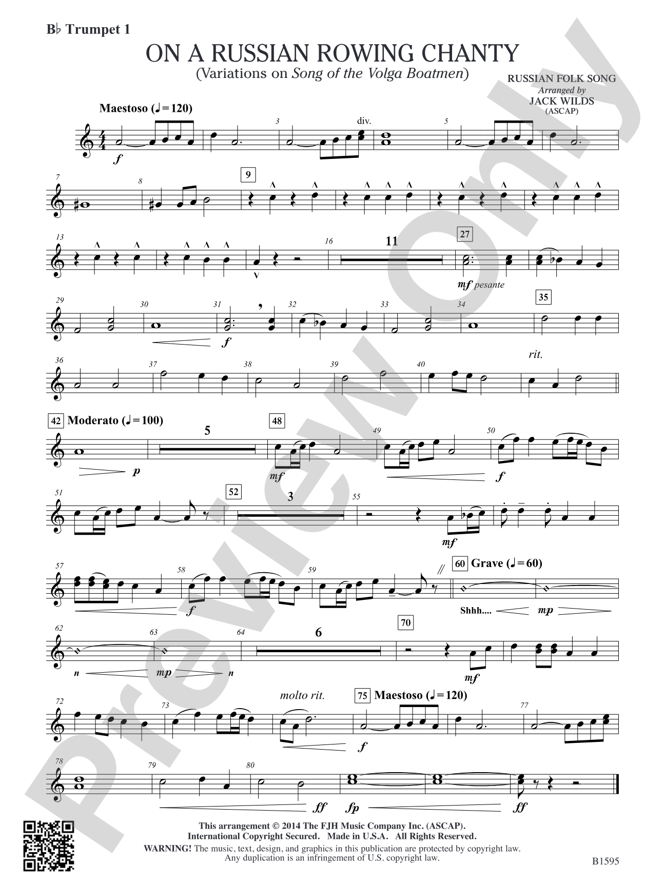 On a Russian Rowing Chanty: B-flat Trumpet 1