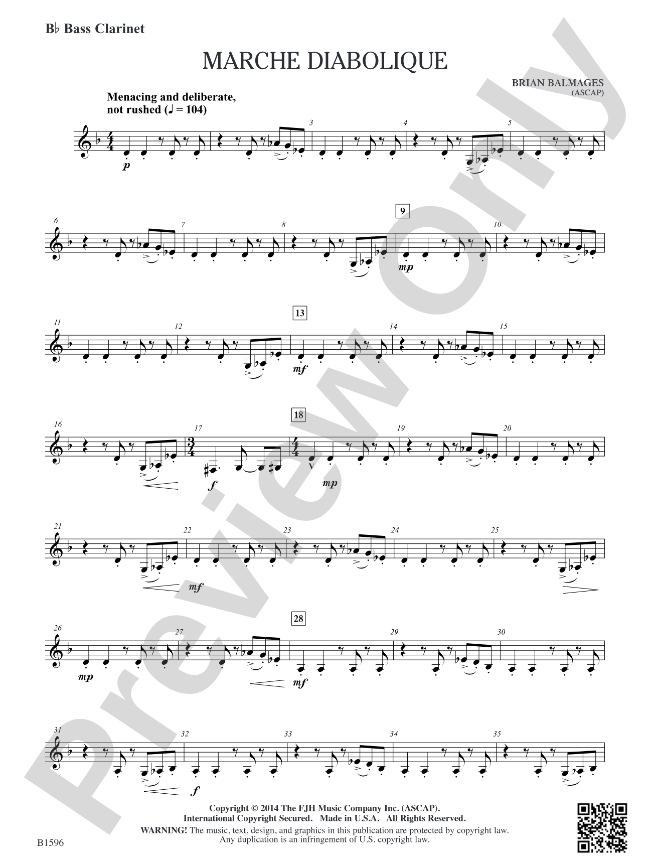 Marche Diabolique: B-flat Bass Clarinet