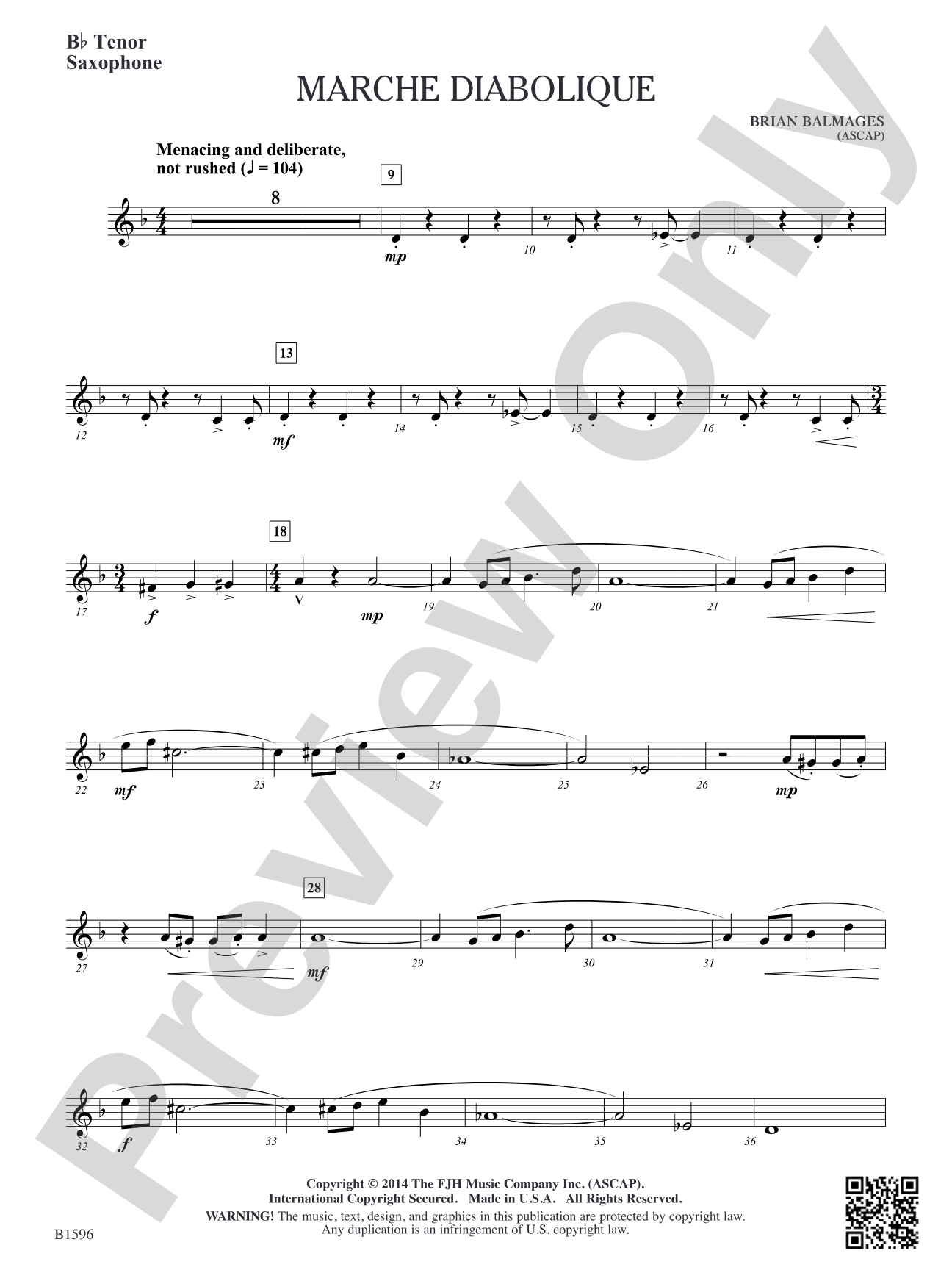 Marche Diabolique: B-flat Tenor Saxophone