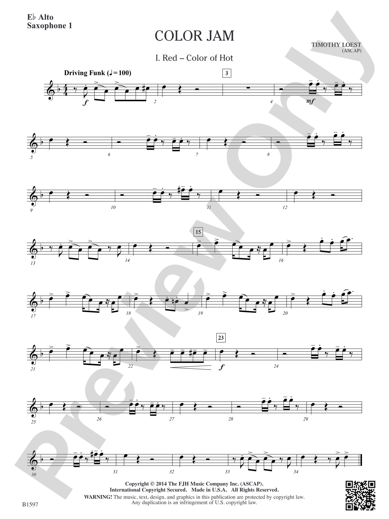 Color Jam: E-flat Alto Saxophone 1