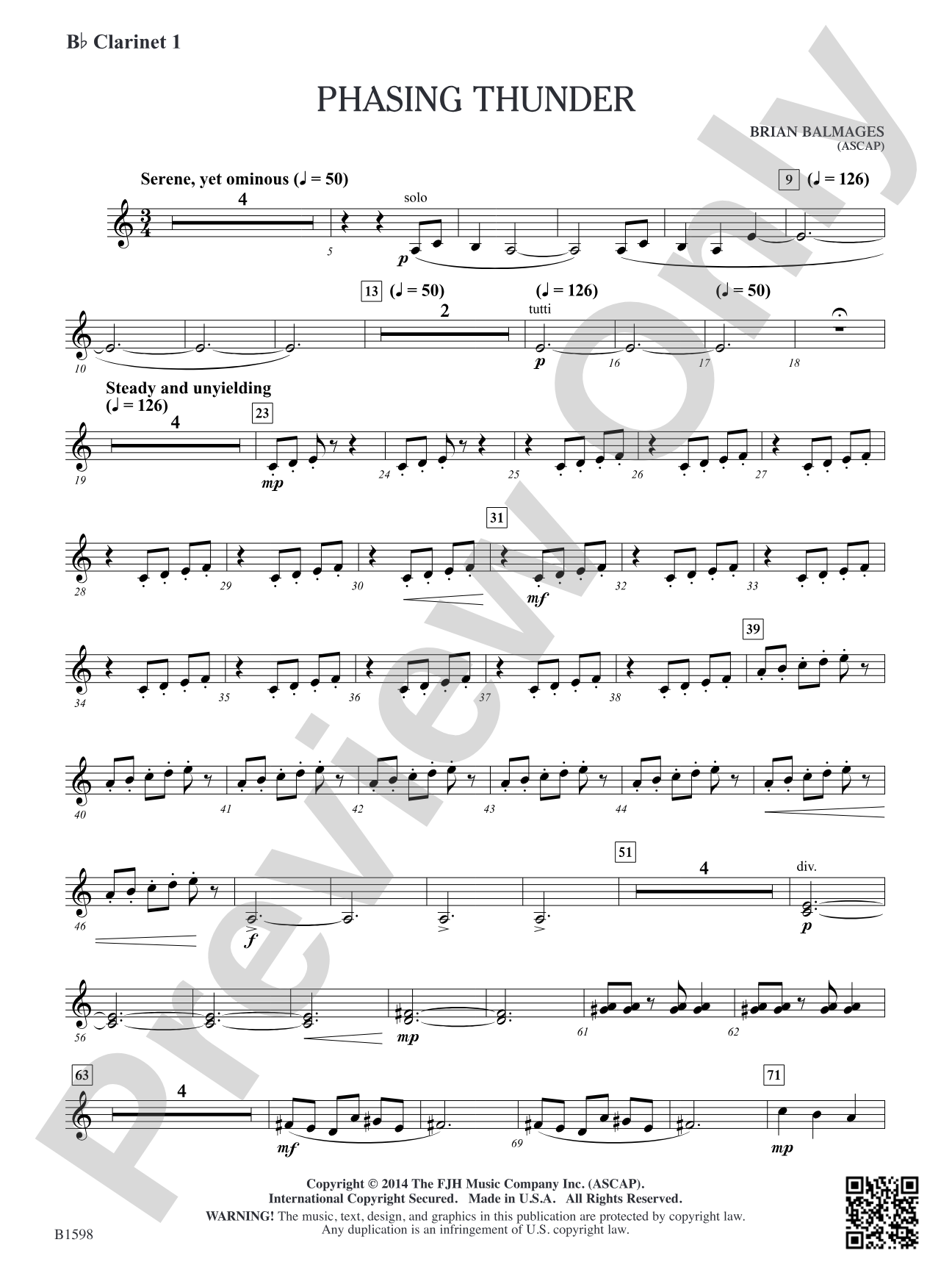 Phasing Thunder: B-flat Clarinet 1
