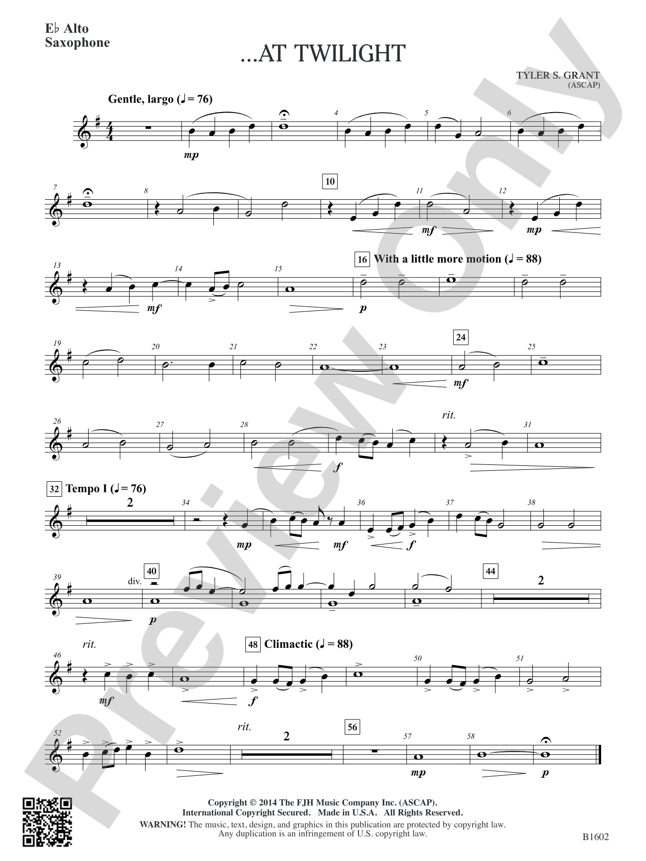 ...At Twilight: E-flat Alto Saxophone