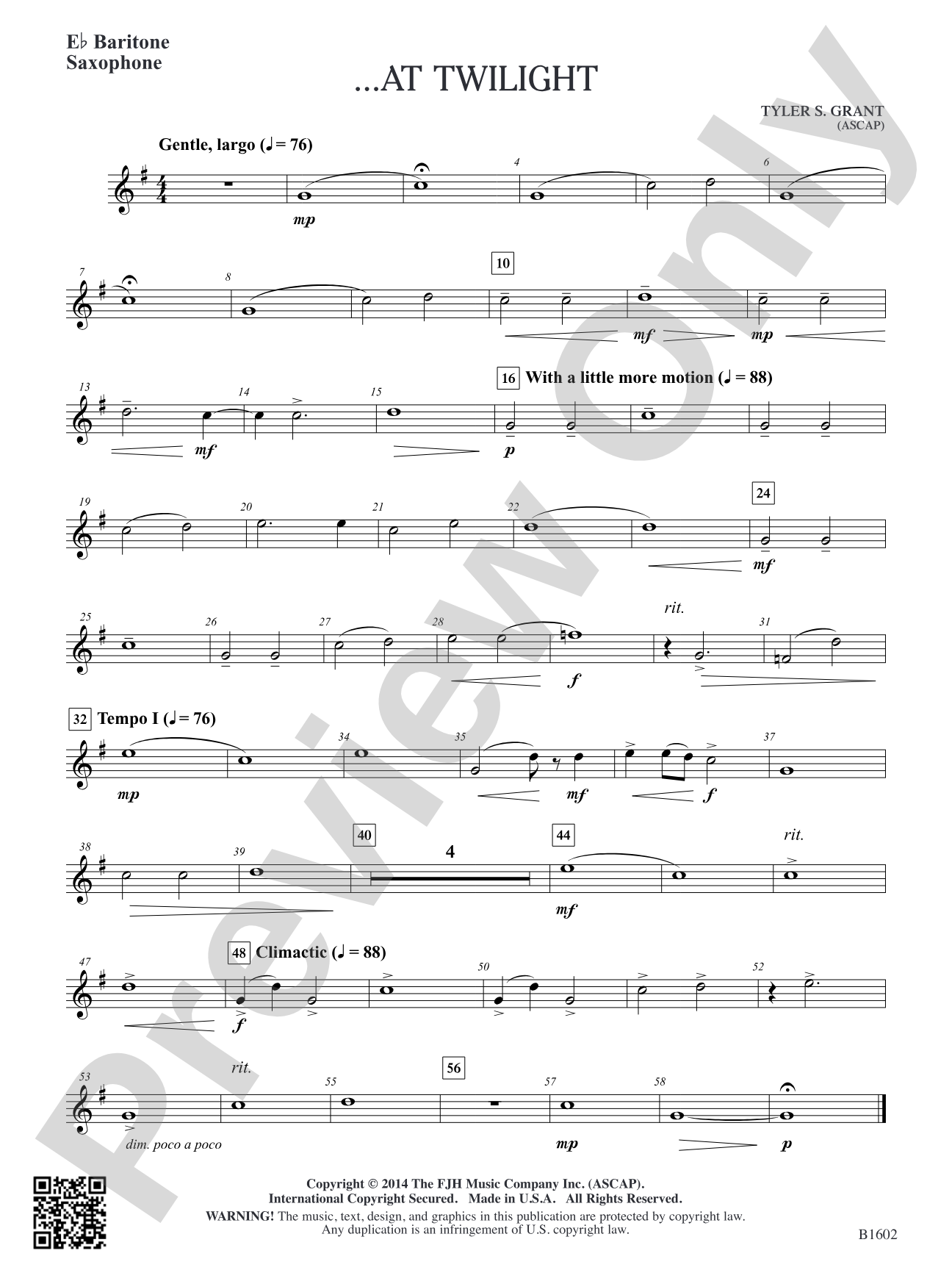 ...At Twilight: E-flat Baritone Saxophone