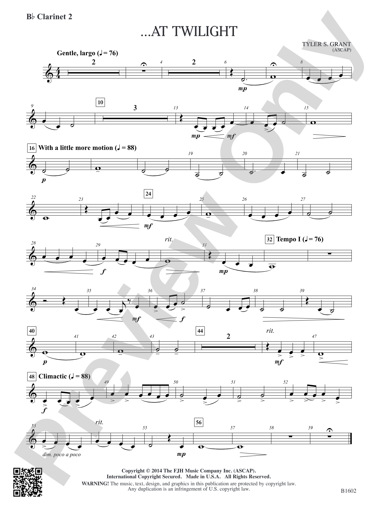 ...At Twilight: B-flat Clarinet 2