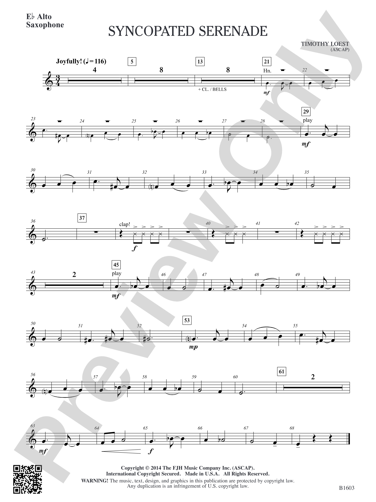 Syncopated Serenade: E-flat Alto Saxophone