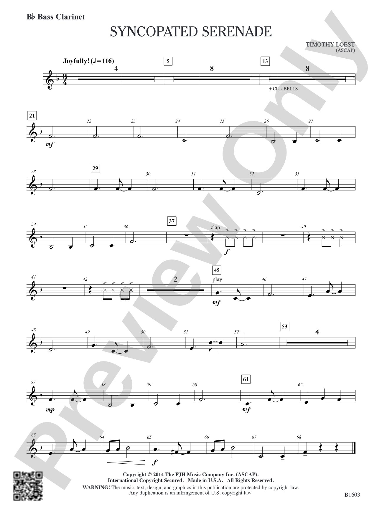 Syncopated Serenade: B-flat Bass Clarinet