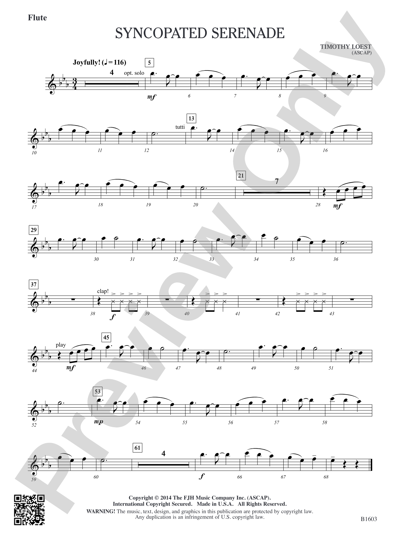 Syncopated Serenade: Flute
