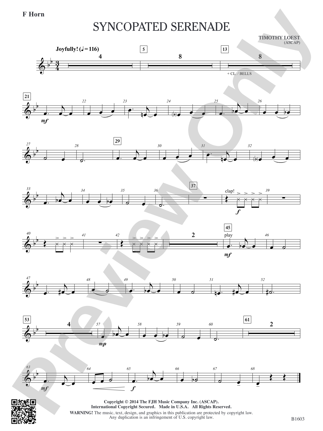 Syncopated Serenade: F Horn